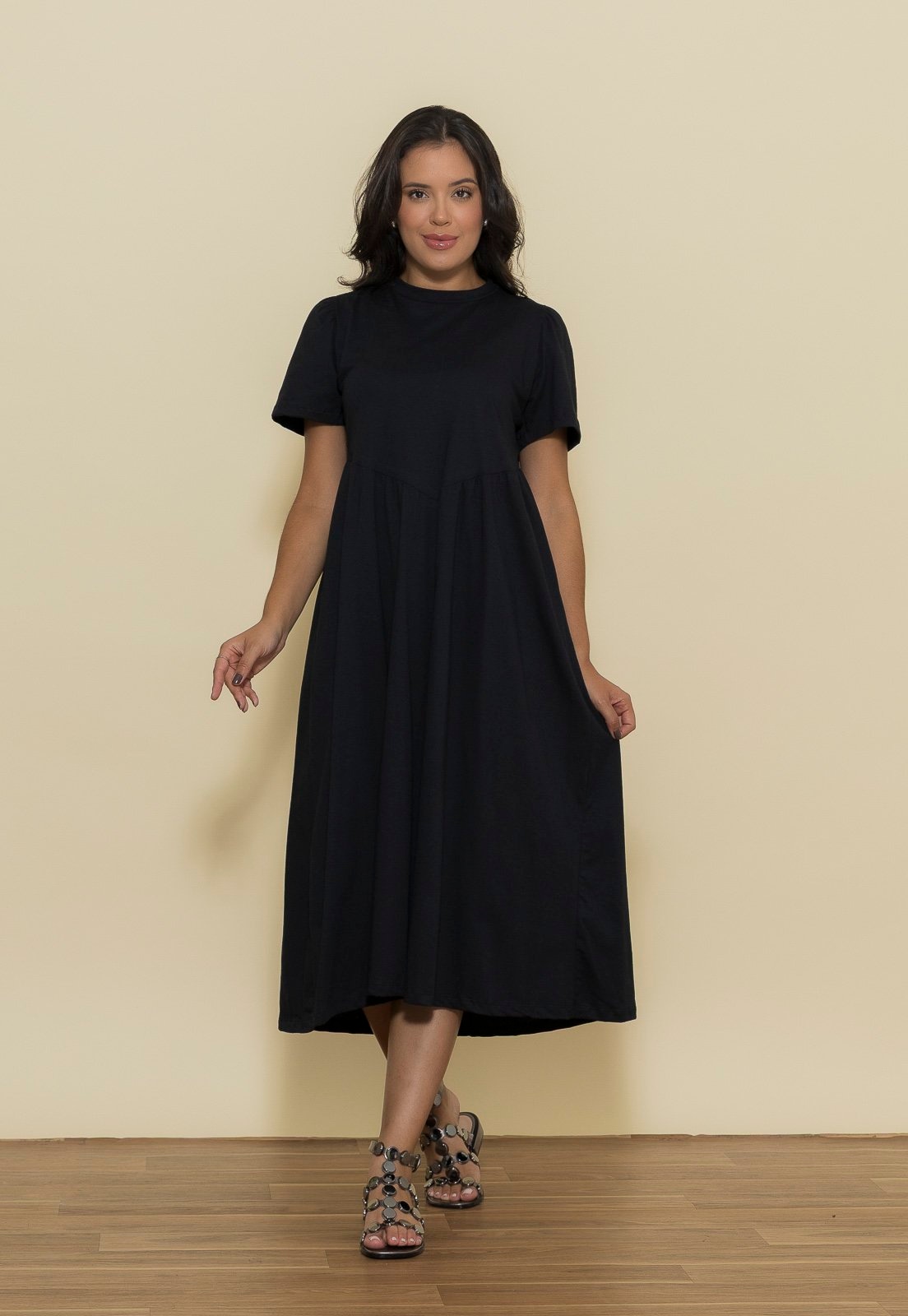 Imagem principal Vestido Aura Audrey Malha Lisa Aura preto