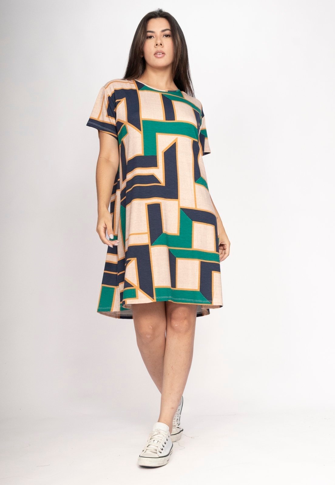 Imagem principal Vestido CabanaFree Amanayara Curto Malha Estampa Chapada de Areia Cabanafree estampado