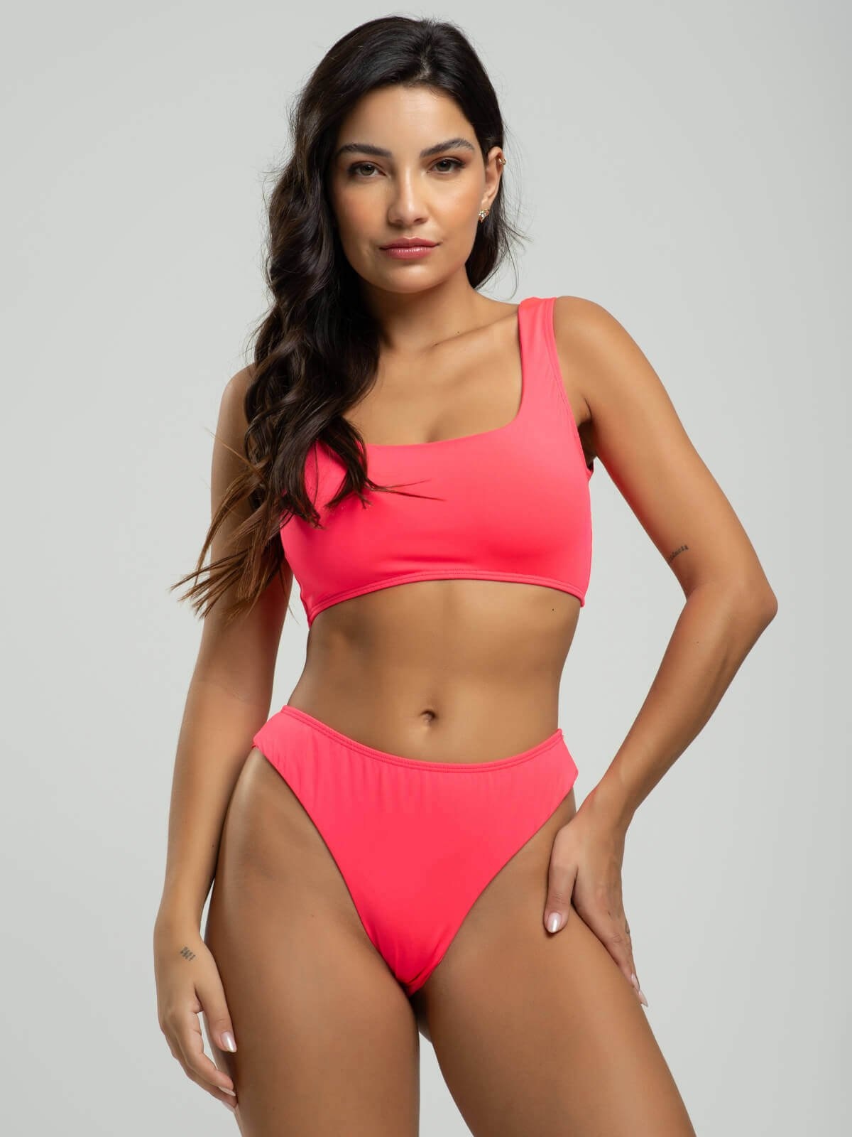 Imagem principal Biquini Regata Calcinha Fio Duplo Bojo Removivel Proteção Uv 50+ Vicbela Rosa Vicbela pink/rosa rosa