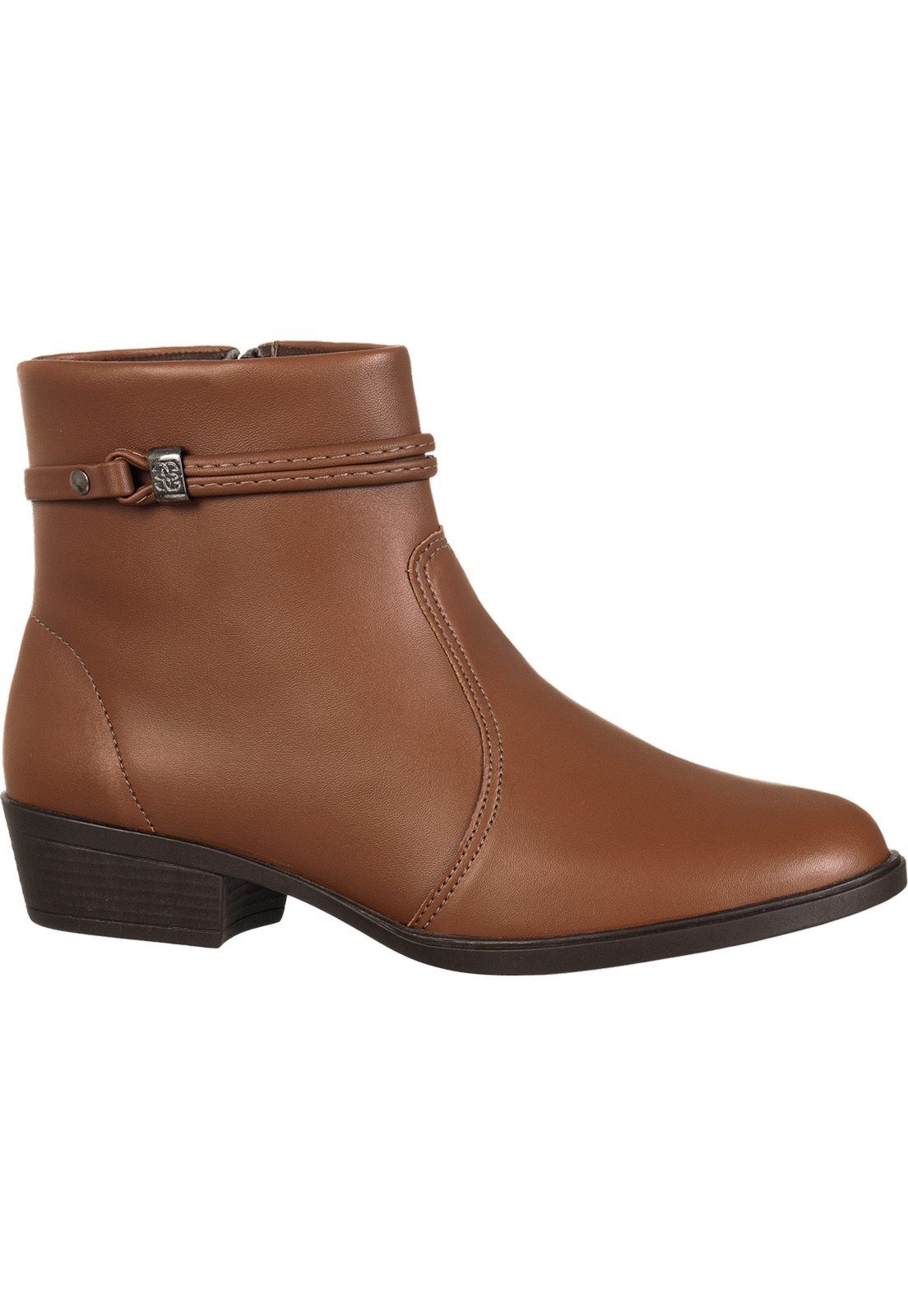 Imagem principal Bota Feminina Bico Redondo Gigil Salto Baixo Zíper Gigil caramelo/castanho/marrom