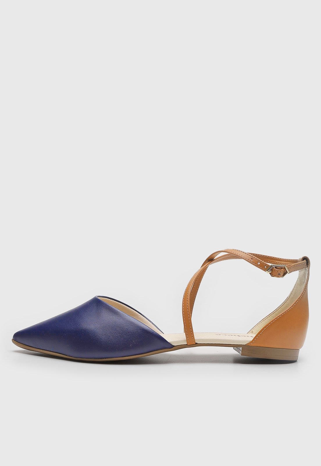 Imagem principal Sapatilha Feminina cê Bico Fino Marinho/Caramelo BEBECÊ azul