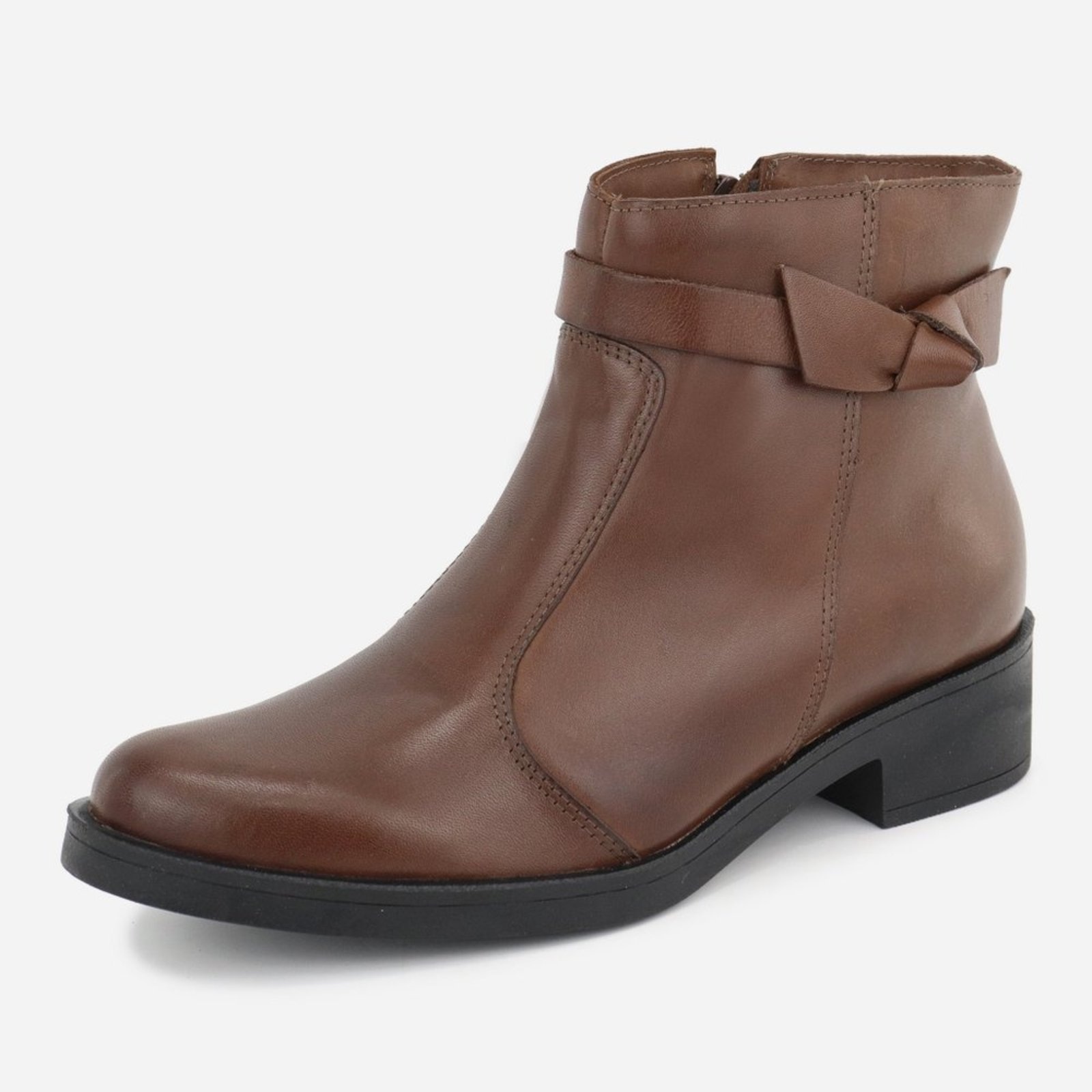 Imagem principal Bota Maria Paua Store Feminina Couro Cano Curto Detalhe Nó Casual Dia A Dia MARIA PAULA marrom