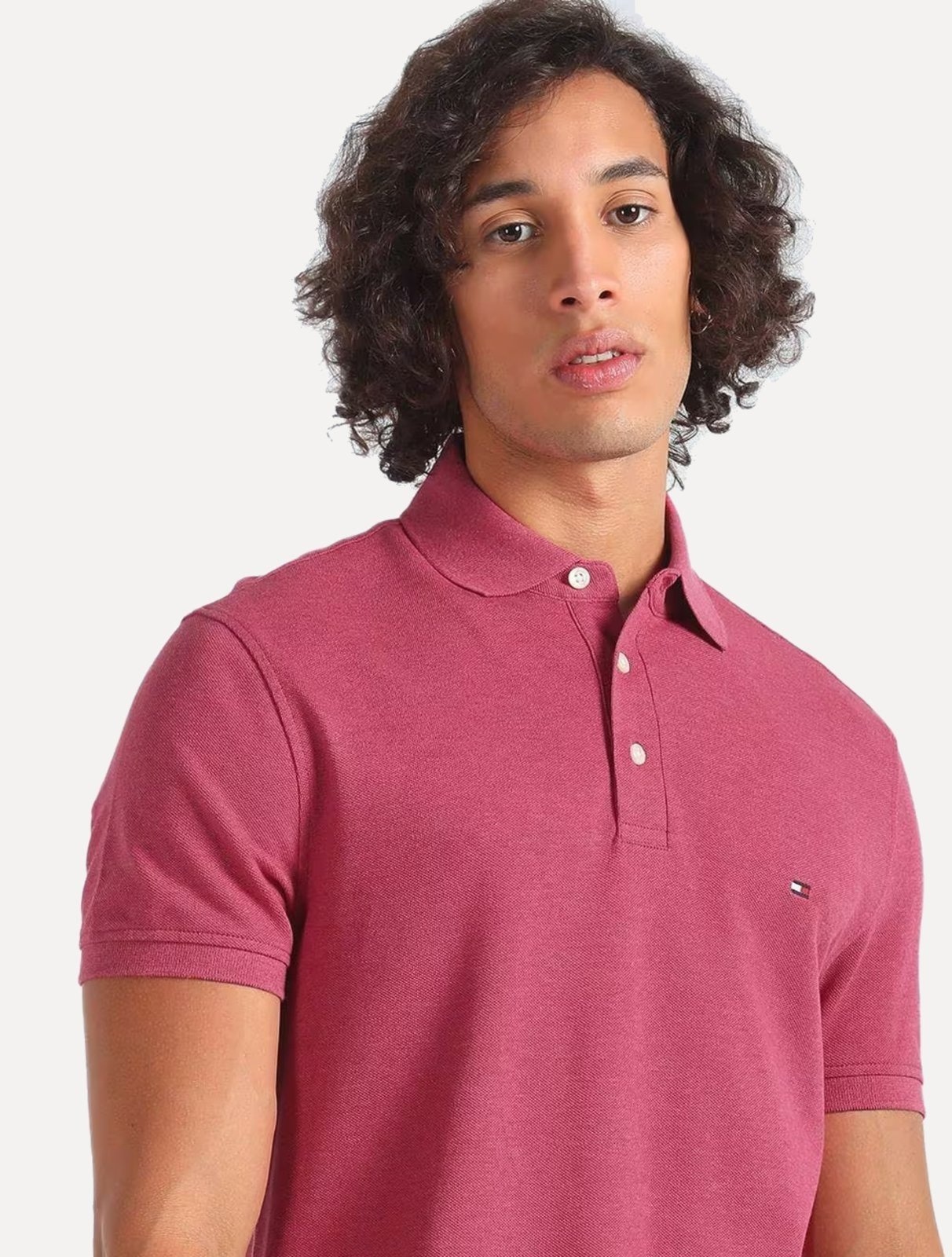 Imagem principal Polo Tommy Hilfiger Masculina Slim Piquet 1985 Mescla Tommy Hilfiger rosa