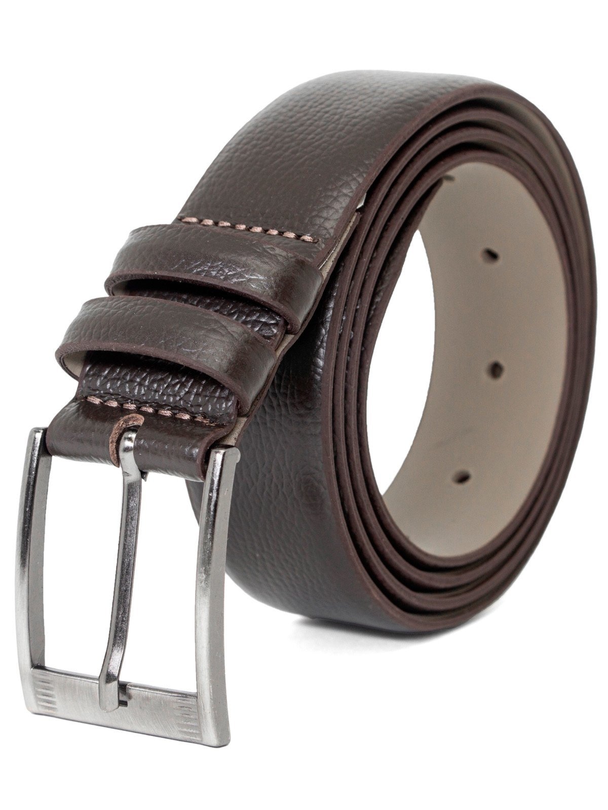 Imagem principal Cinto Masculino Fasolo Estreito Social Couro Floater Confortável Café Fivela Prata Fasolo marrom