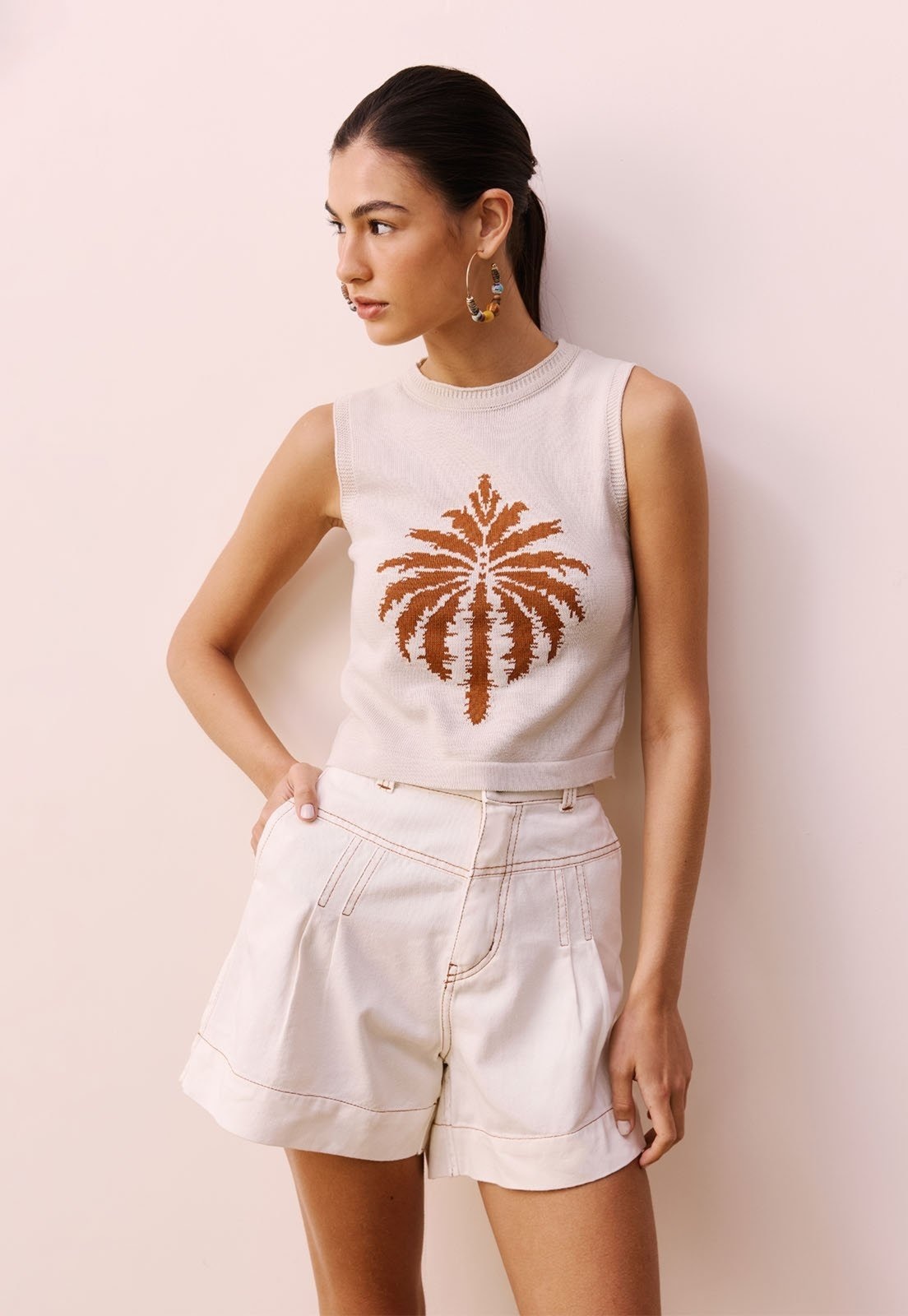 Imagem principal Short Sarja Pregas CaCay off-white