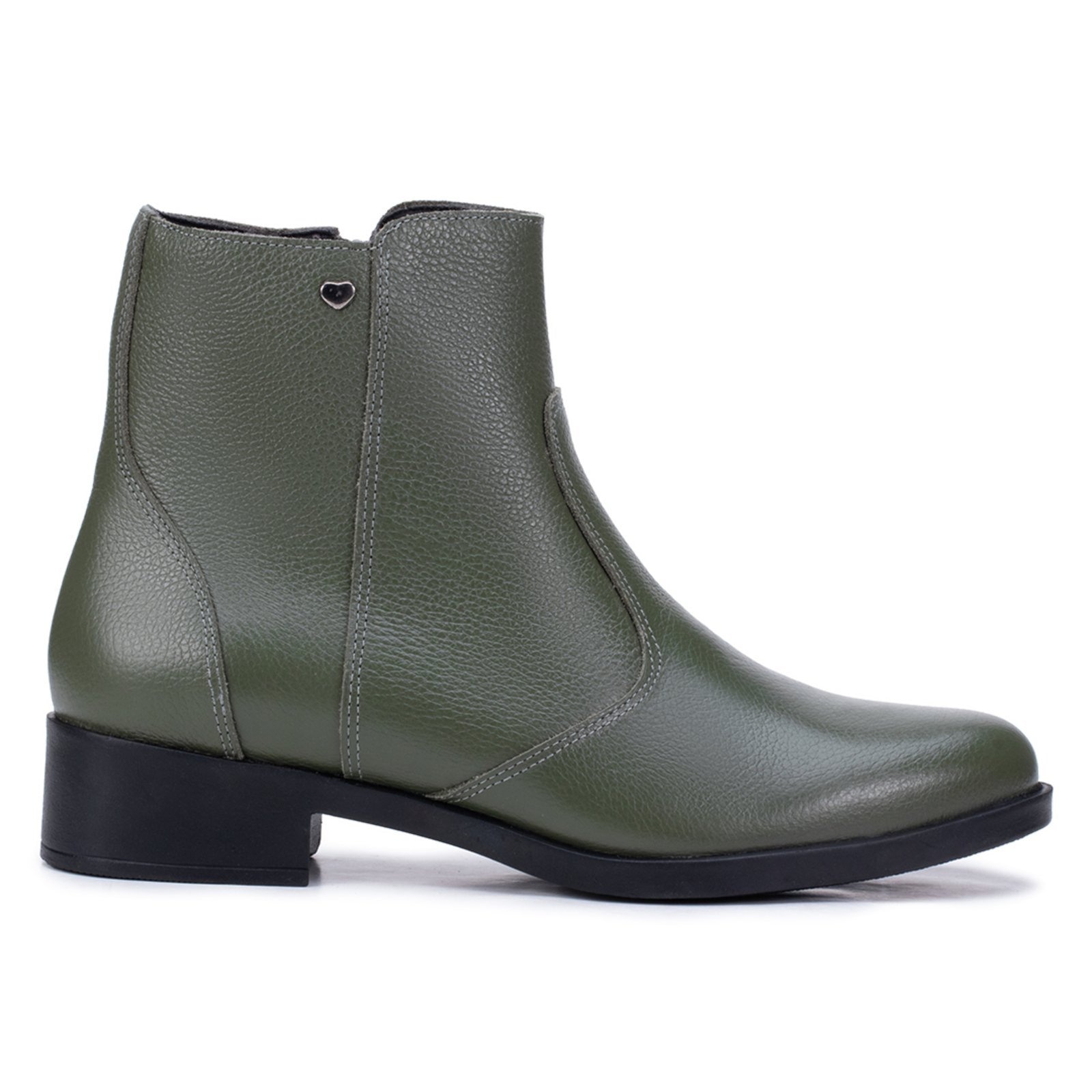 Imagem principal Bota Feminina Bella Nina Couro Coturno Cano Curto Salto Baixo Conforto Bella Nina verde