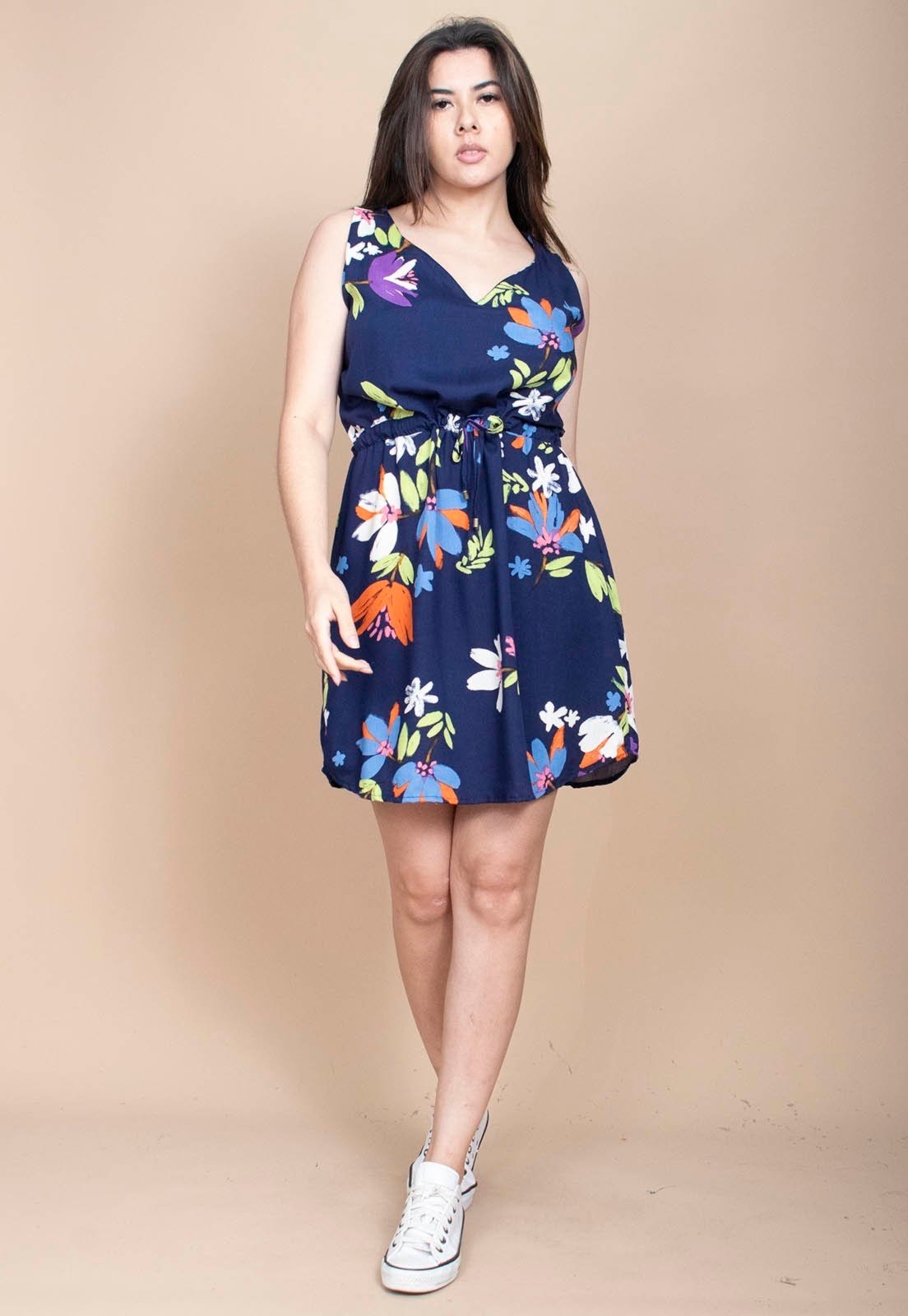 Imagem principal Vestido Cabanafree Plano Curto Estampa Festa das Flores Cabanafree azul/estampado/laranja/verde azul