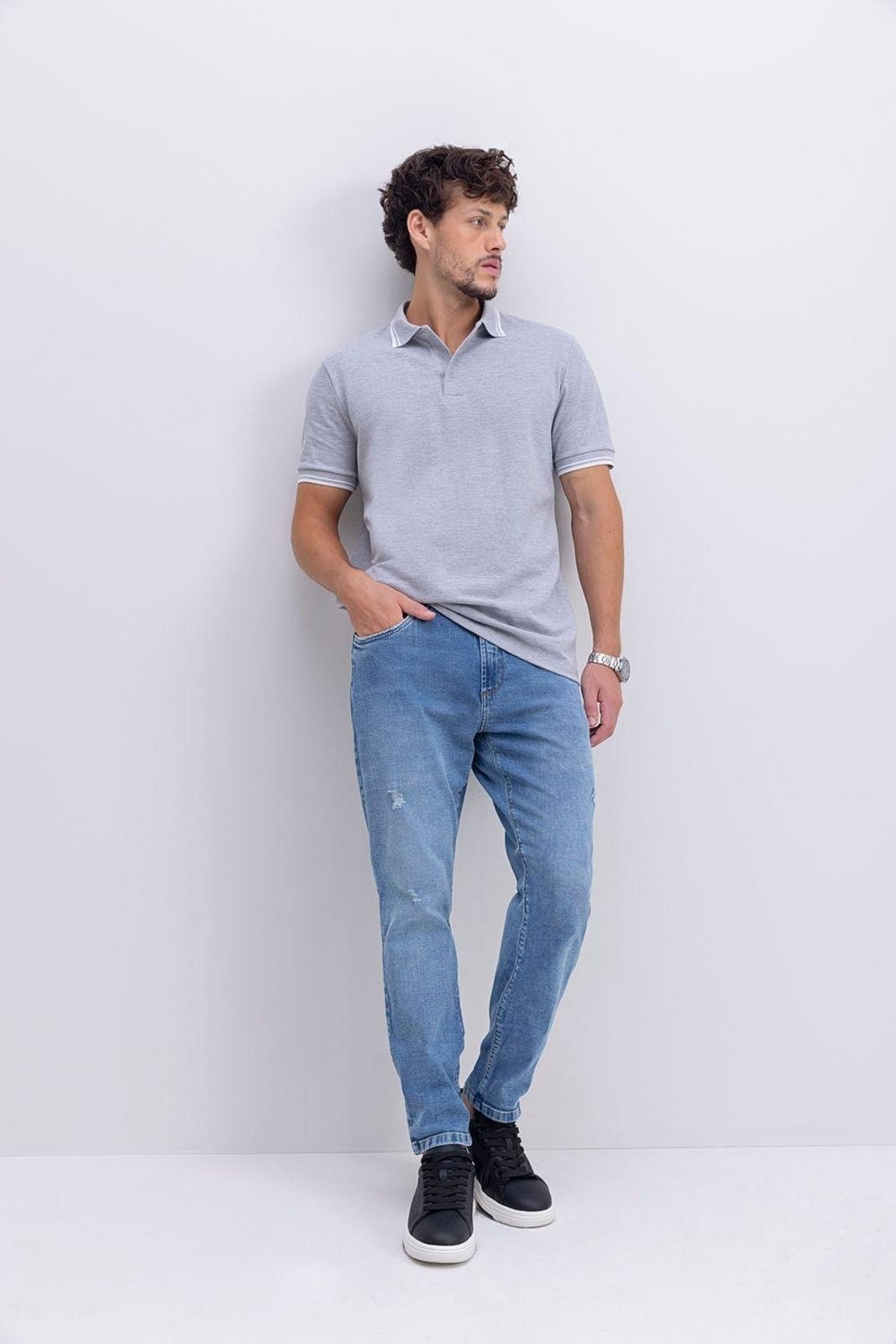 Imagem principal Camisa Polo Masculina Em Piquet Essendi édio Essendi cinza