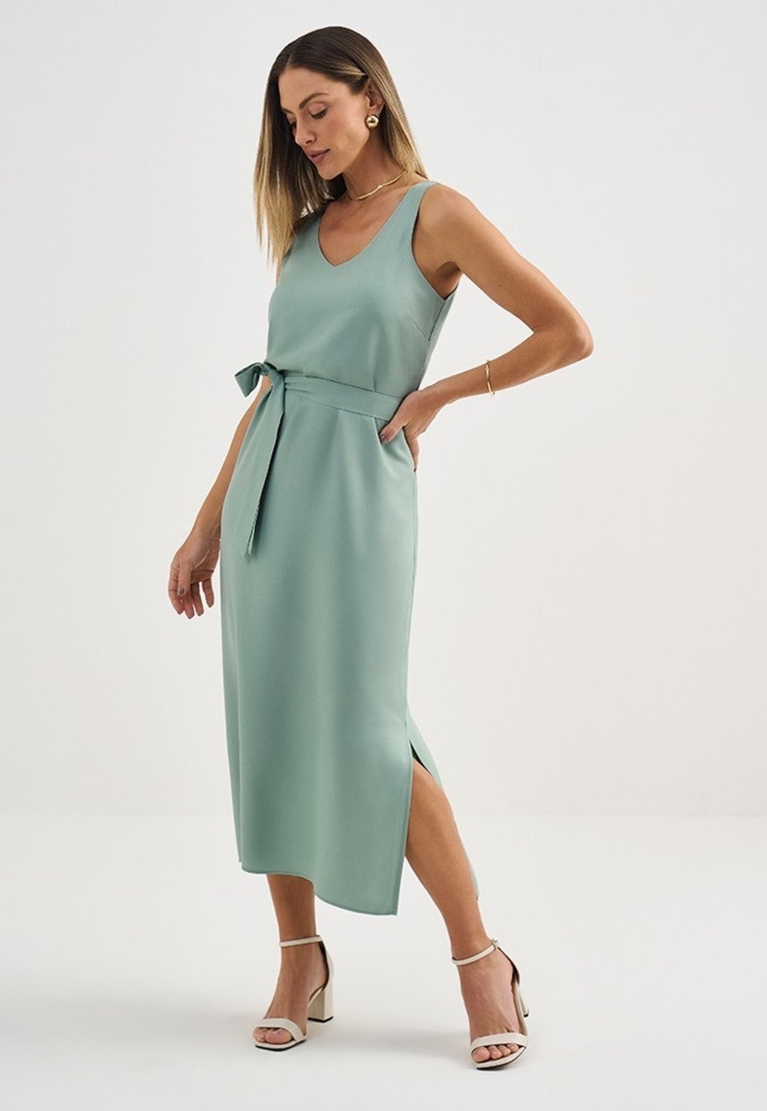 Imagem principal Vestido Longuete de Viscose Sálvia Dagmar Principessa verde