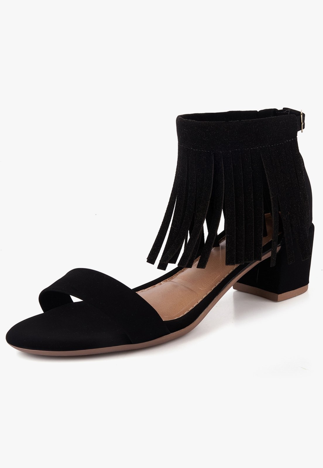 Imagem principal Sandália Feminina Takata Salto Baixo Bloco Grosso Franja TAKATA BY RAFAEL TAKATA preto