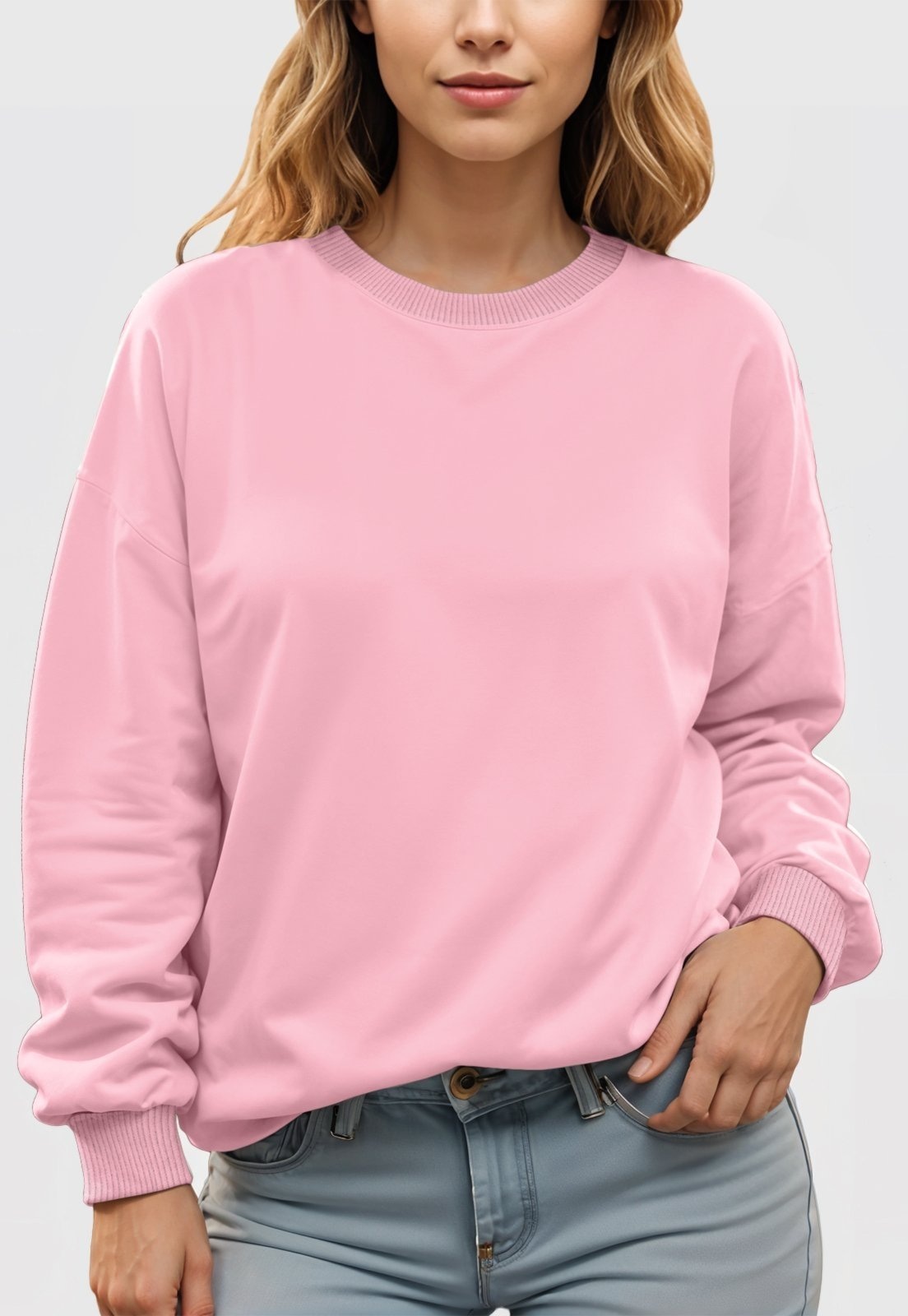 Imagem principal Blusa de Frio Moletom Feminino Flanelado Benellys Liso Gola Redonda Claro Benellys rosa