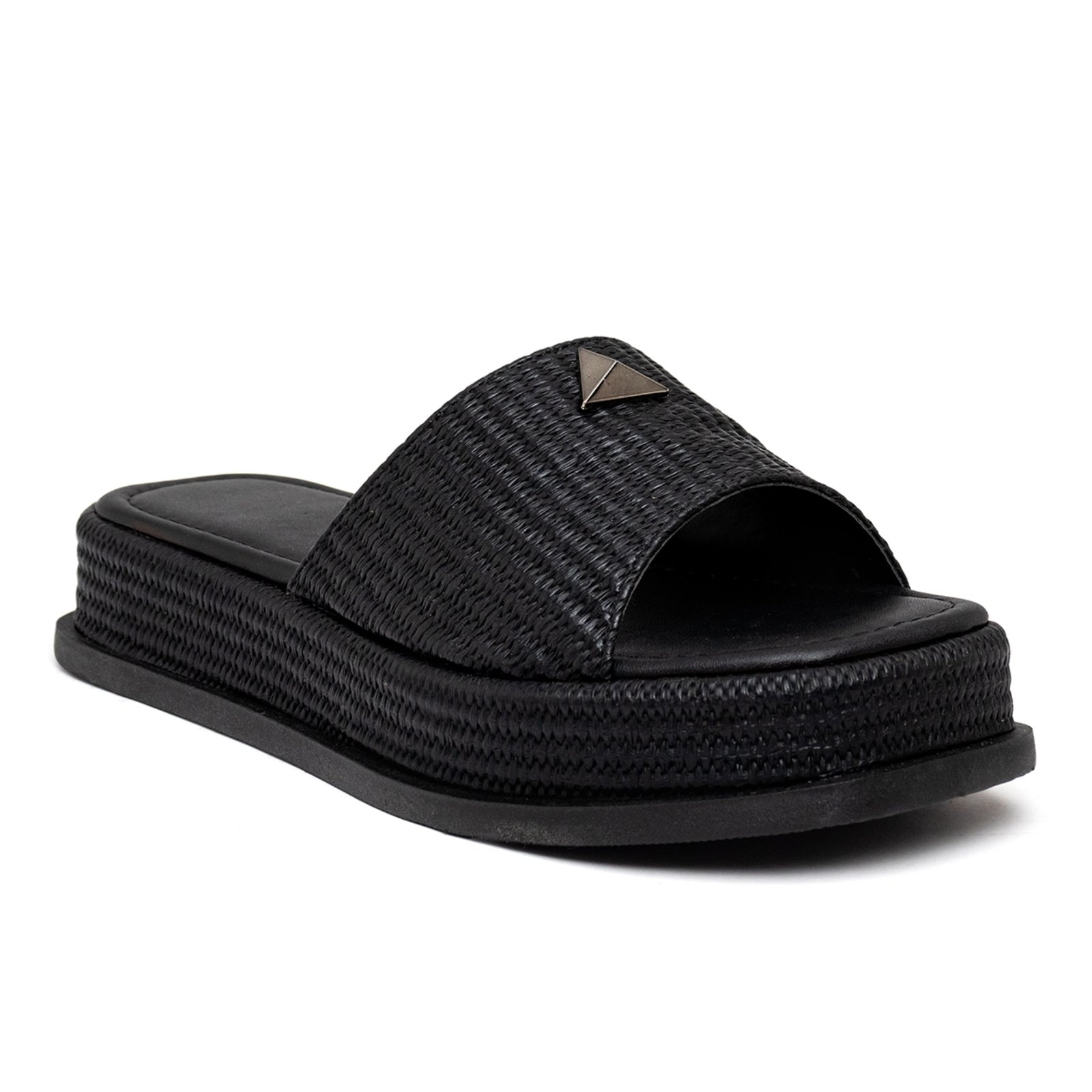 Imagem principal Tamanco Feminino Flatform Plataforma 23413 Rafia Preta Flor da Pele preto