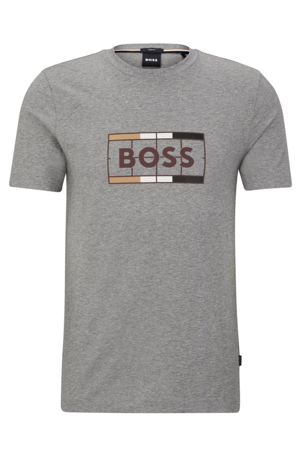 Imagem principal CamisetaSlim Fit De Algodão Com Logo Boss cinza