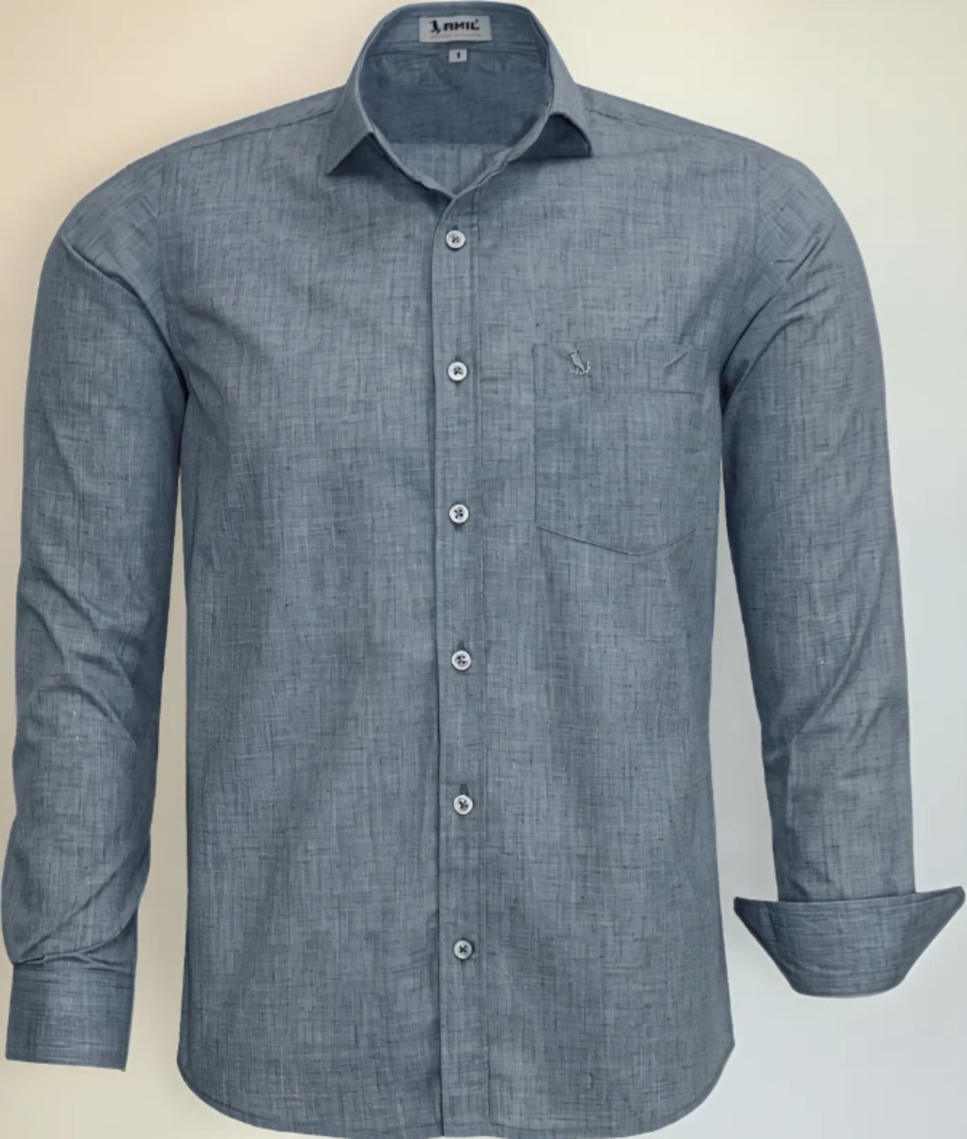 Imagem principal Camisa Social Amil Isildur Comfort Misto Mesclado Manga Longa C/Bolso Luxo médio Amil cinza