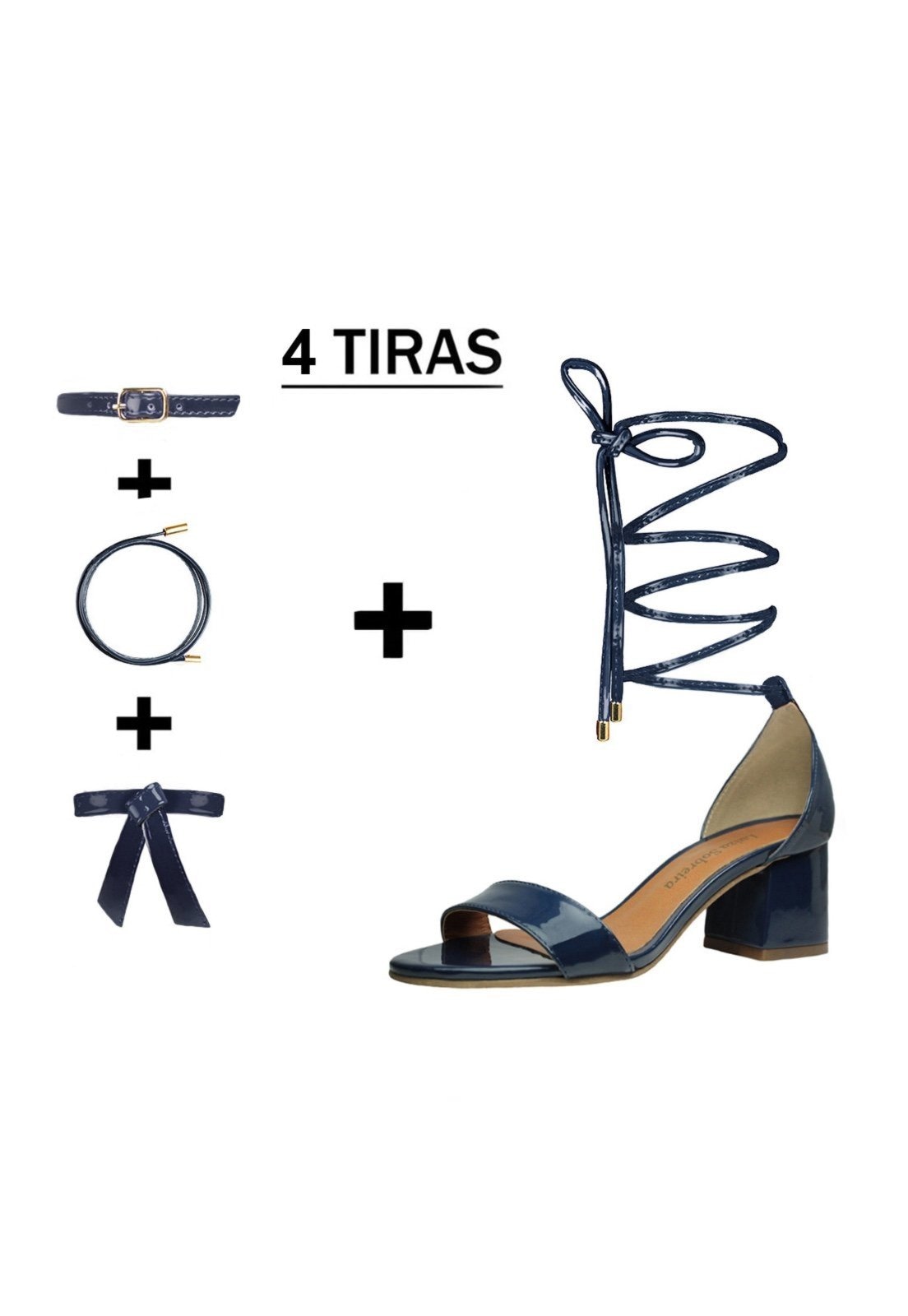 Imagem principal Sandália Troca Tira Salto Baixo Grosso Verniz Mod. 2015-2 Luiza Sobreira azul marinho