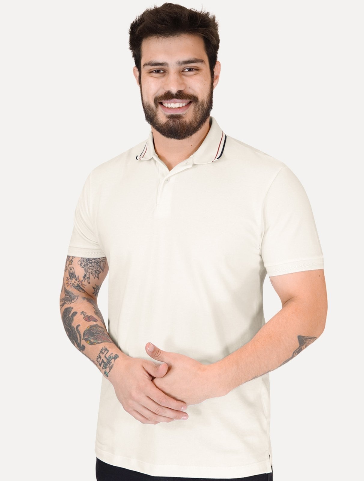 Imagem principal Polo Aramis Masculina Piquet Gola Duo Frisos Off-White Aramis off-white white