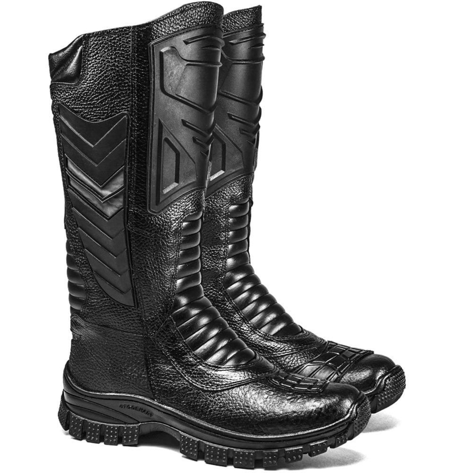 Imagem principal Bota Masculina Couro Cano Alto Militar Bombeiros Zíper Resistente Sapatofran preto