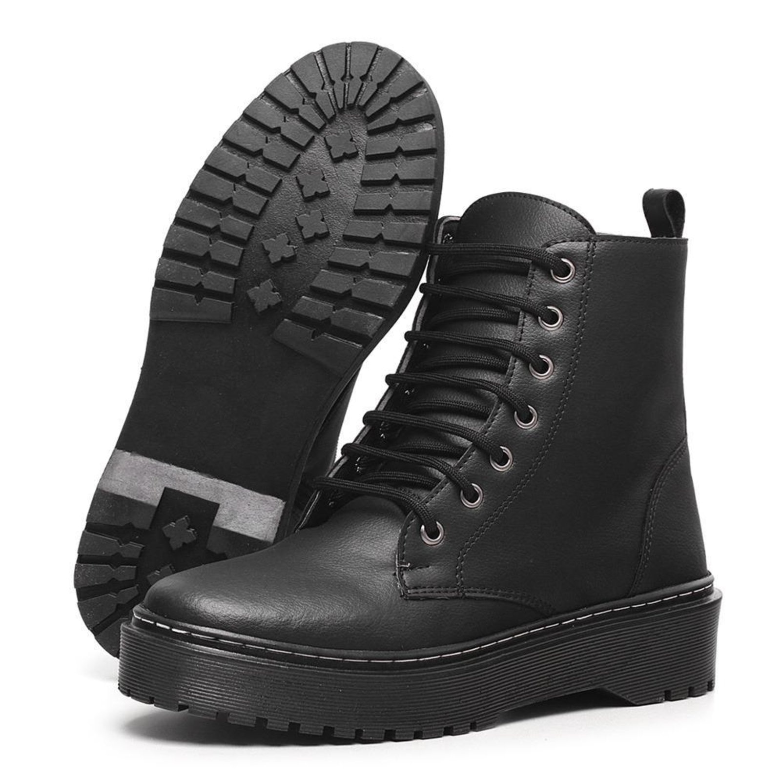 Imagem principal Coturno Feminino Bota Plataforma Blogueira Couro Hype preto
