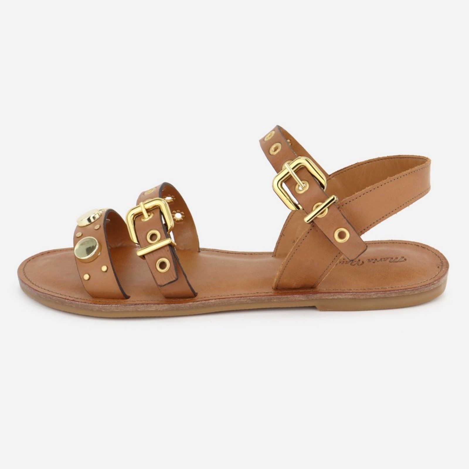 Imagem principal Sandália Luxo Conforto Palminha Maria Paula Couro Rasteira MARIA PAULA caramelo