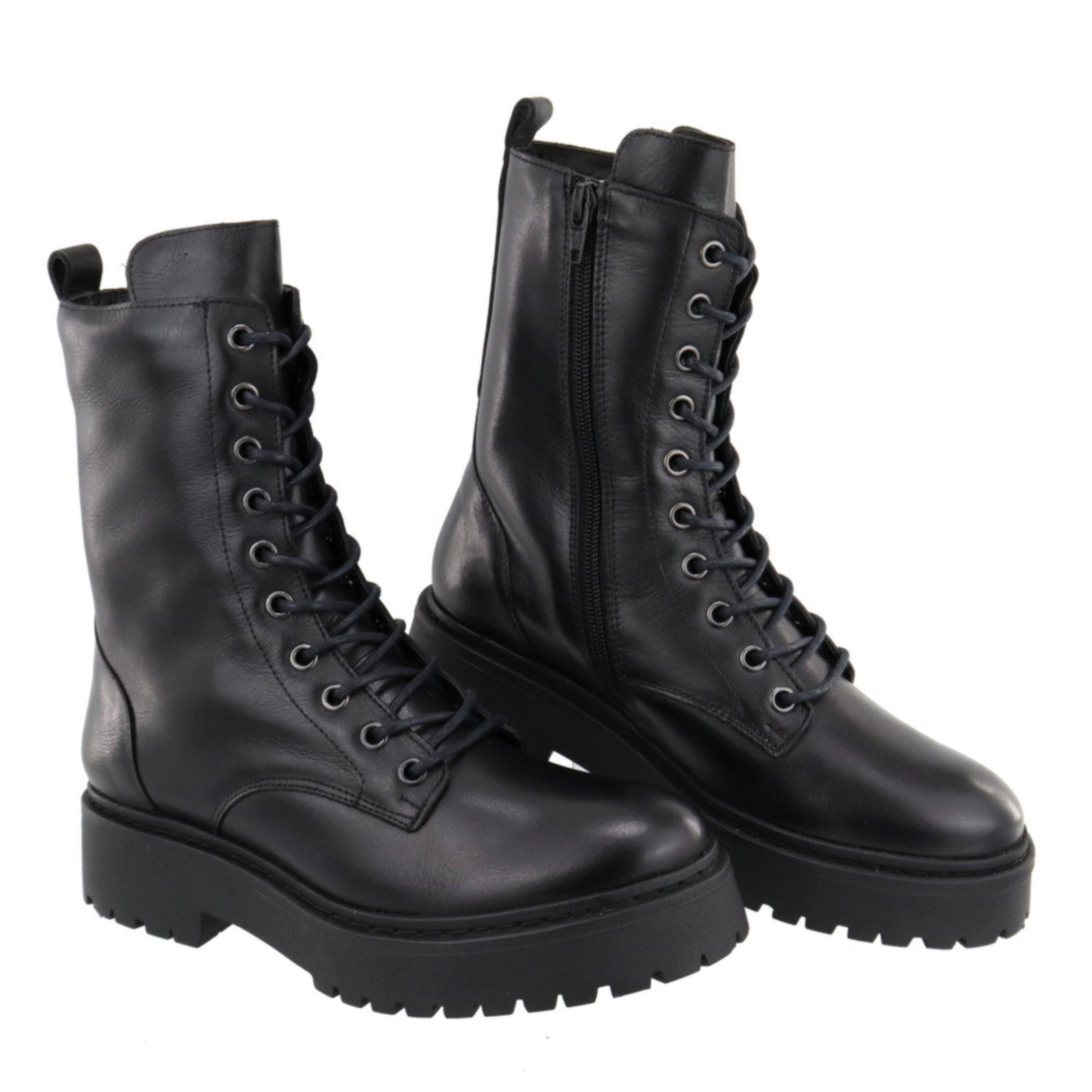 Imagem principal Bota Coturno Amarração Em Couro Cano Médio Moda Maria Paula MARIA PAULA preto