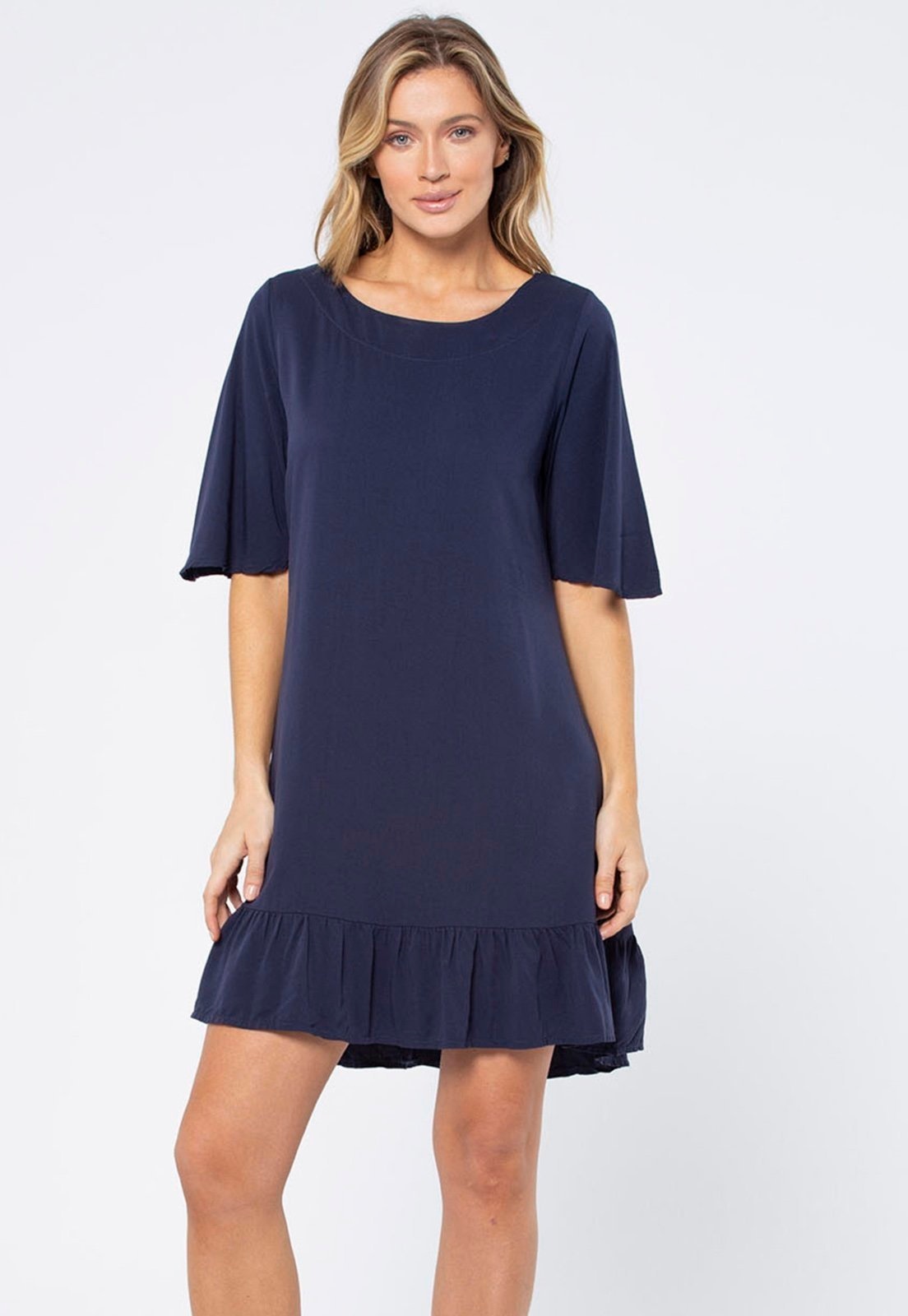 Imagem principal Vestido Curto Amazonia Vital Viscose Babado Amazonia Vital azul marinho