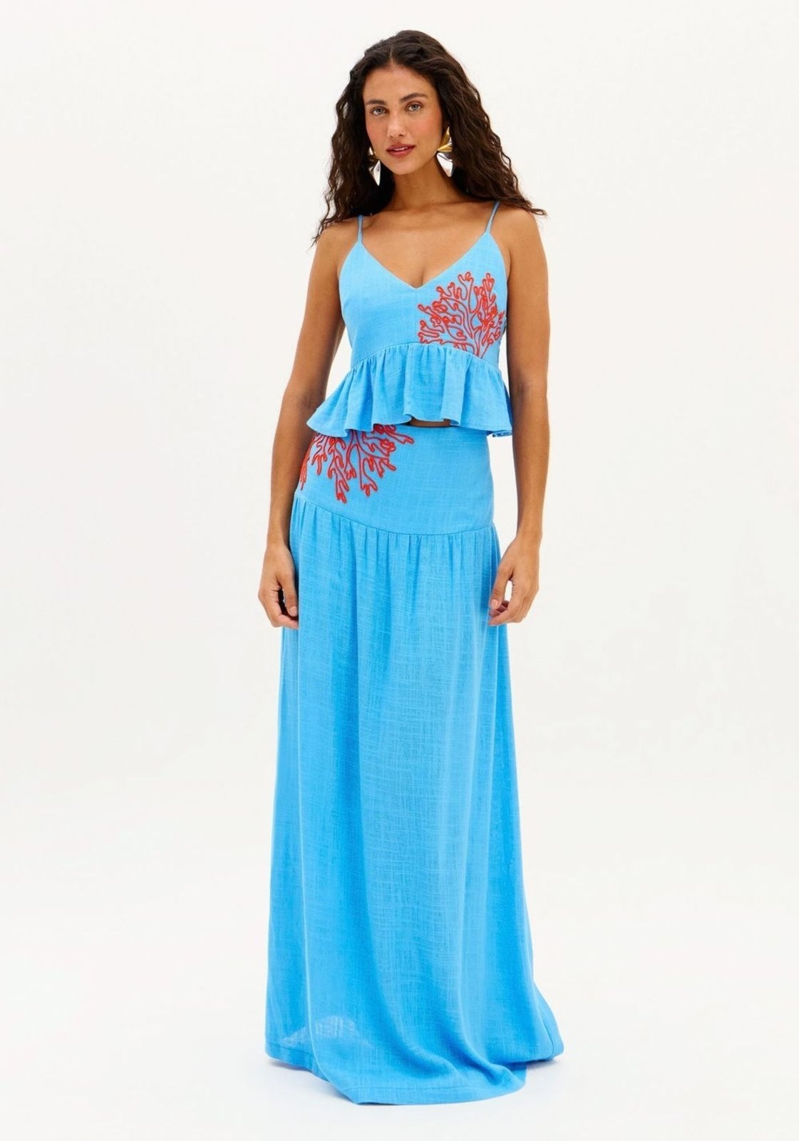 Imagem principal Saia Super Midi Pala Cadeira Com Linho My Favorite Things azul