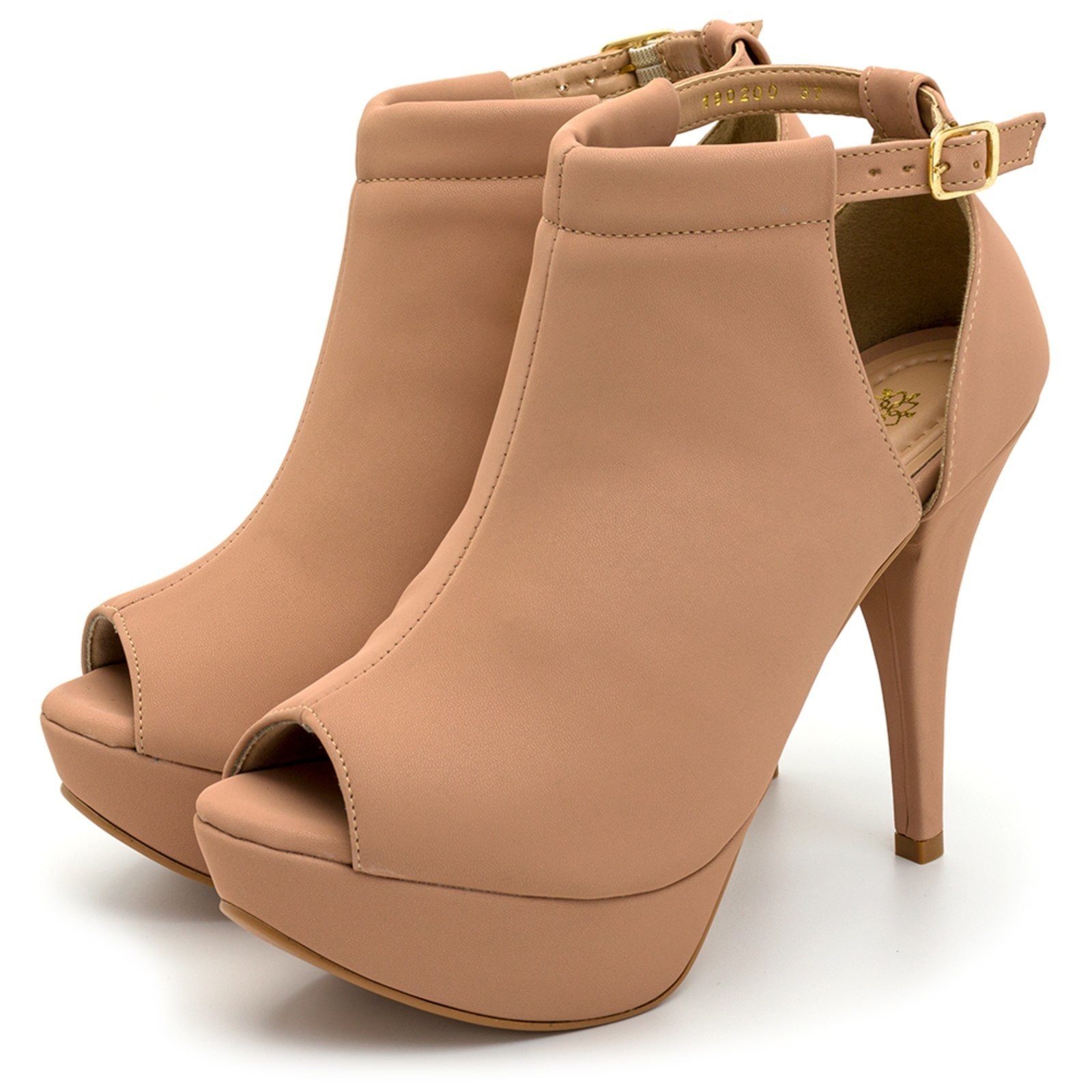 Imagem principal Sandália Feminina Fechada Salto Alto Fino 190200 Napa Flor da Pele nude