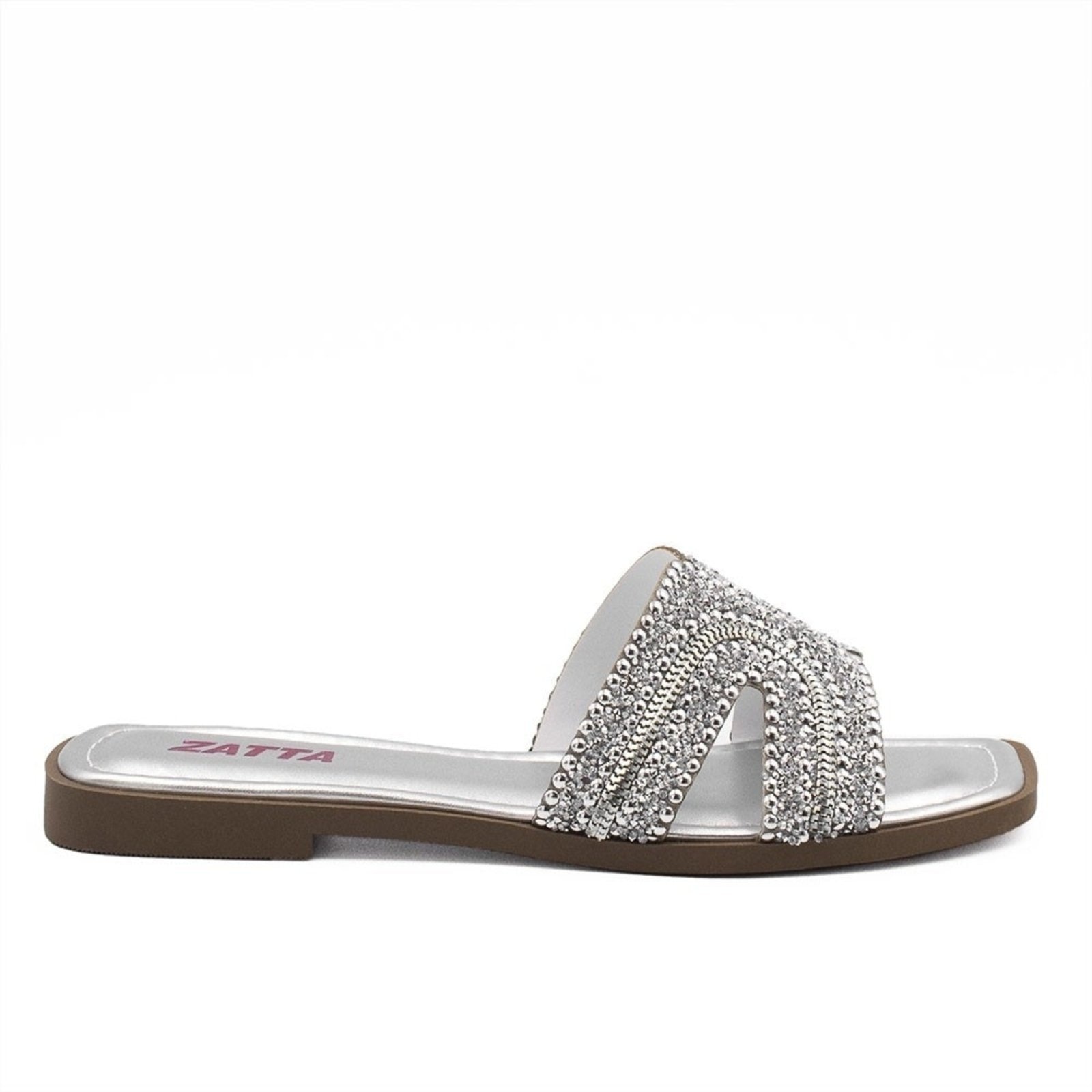 Imagem principal Rasteira Feminina Zatta de Pedras Mirela Prata ZATTA cinza