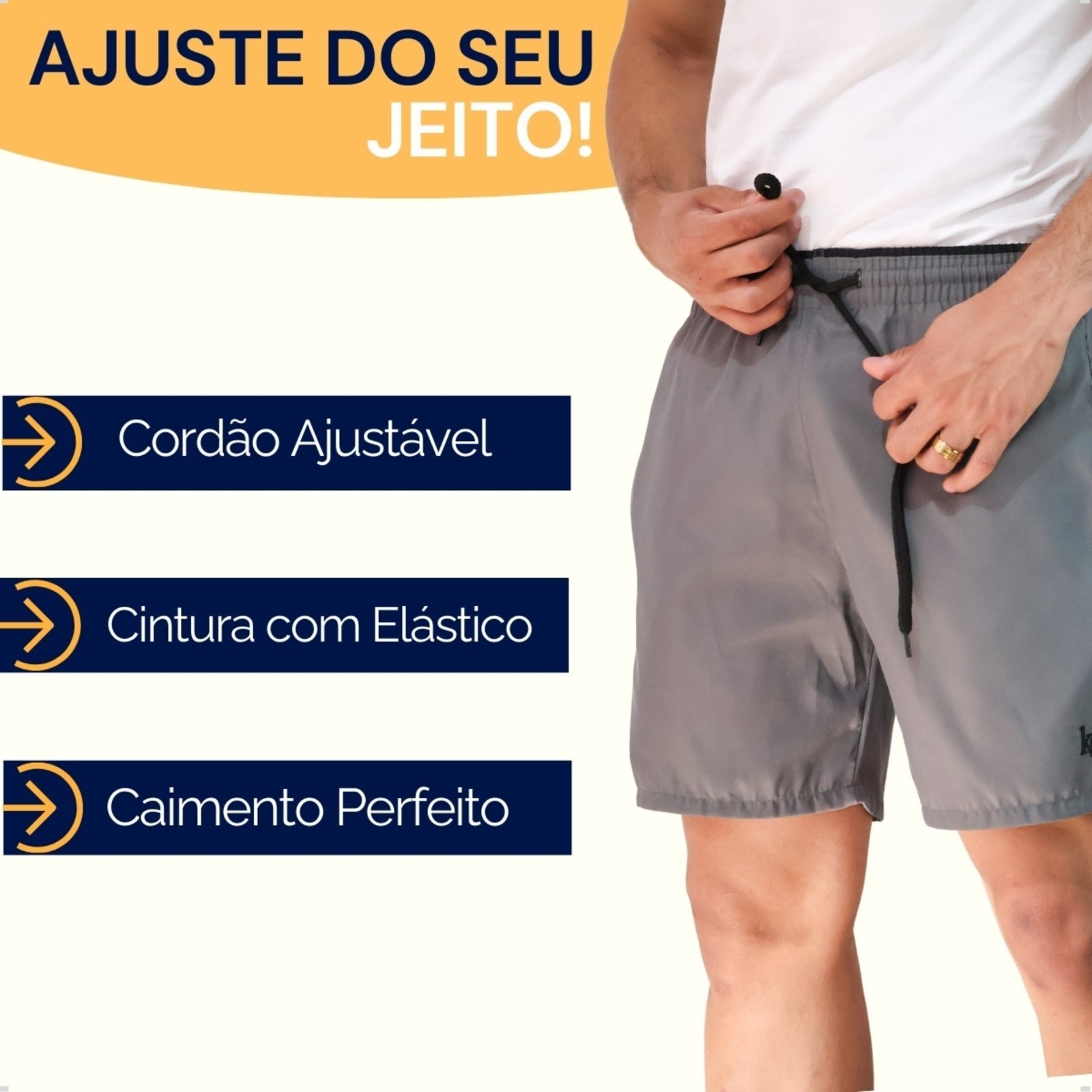 Imagem principal Short Tactel KS Treino Bermuda Masculina Academia Praia Bolso Lateral Azul Marinho KS cinza/grafite azul