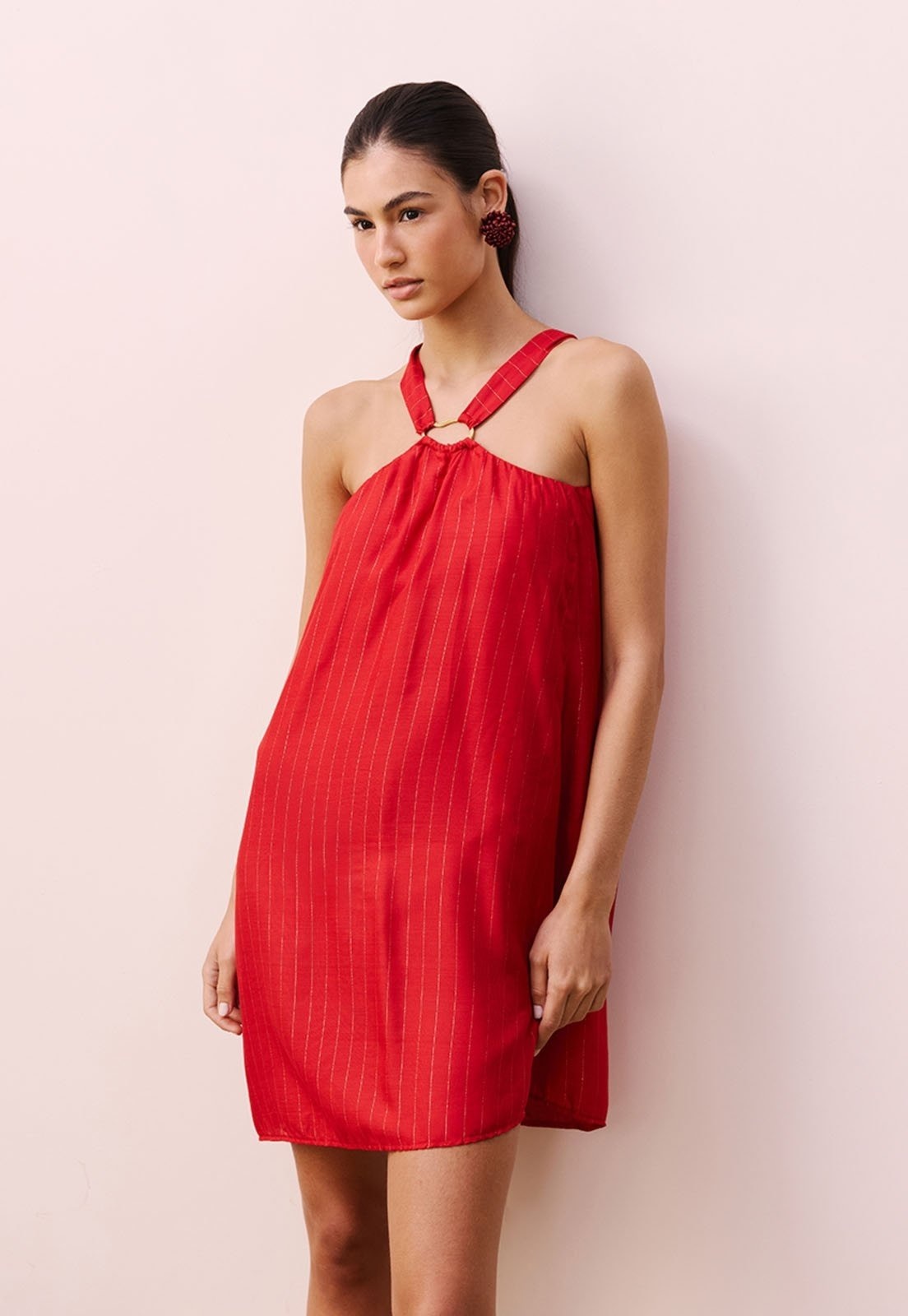 Imagem principal Vestido Curto Argola Orgânica CaCay vermelho