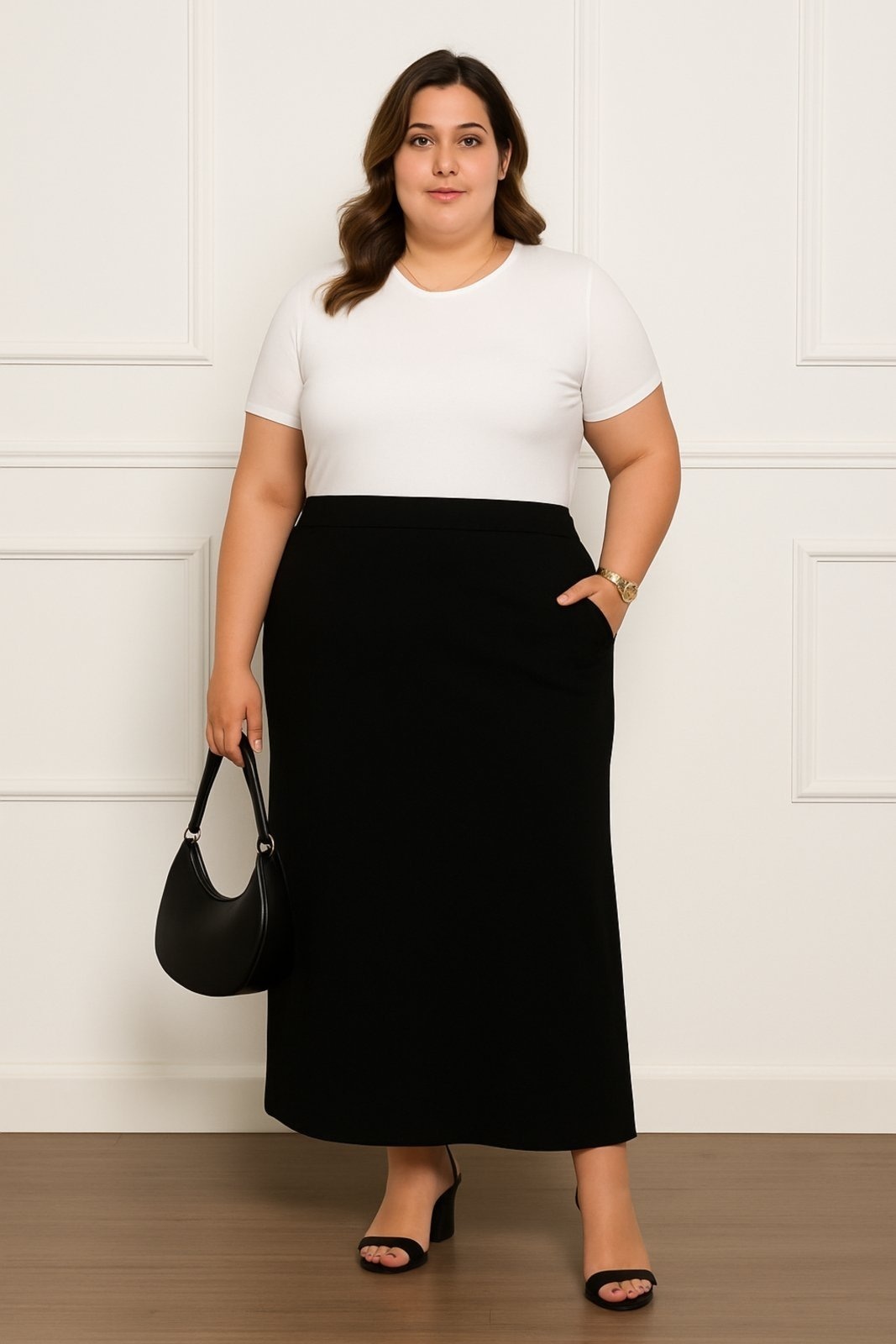 Imagem principal Saia Longa de Viscolycra Zipituka Plus com Bolsos ZIPITUKA preto