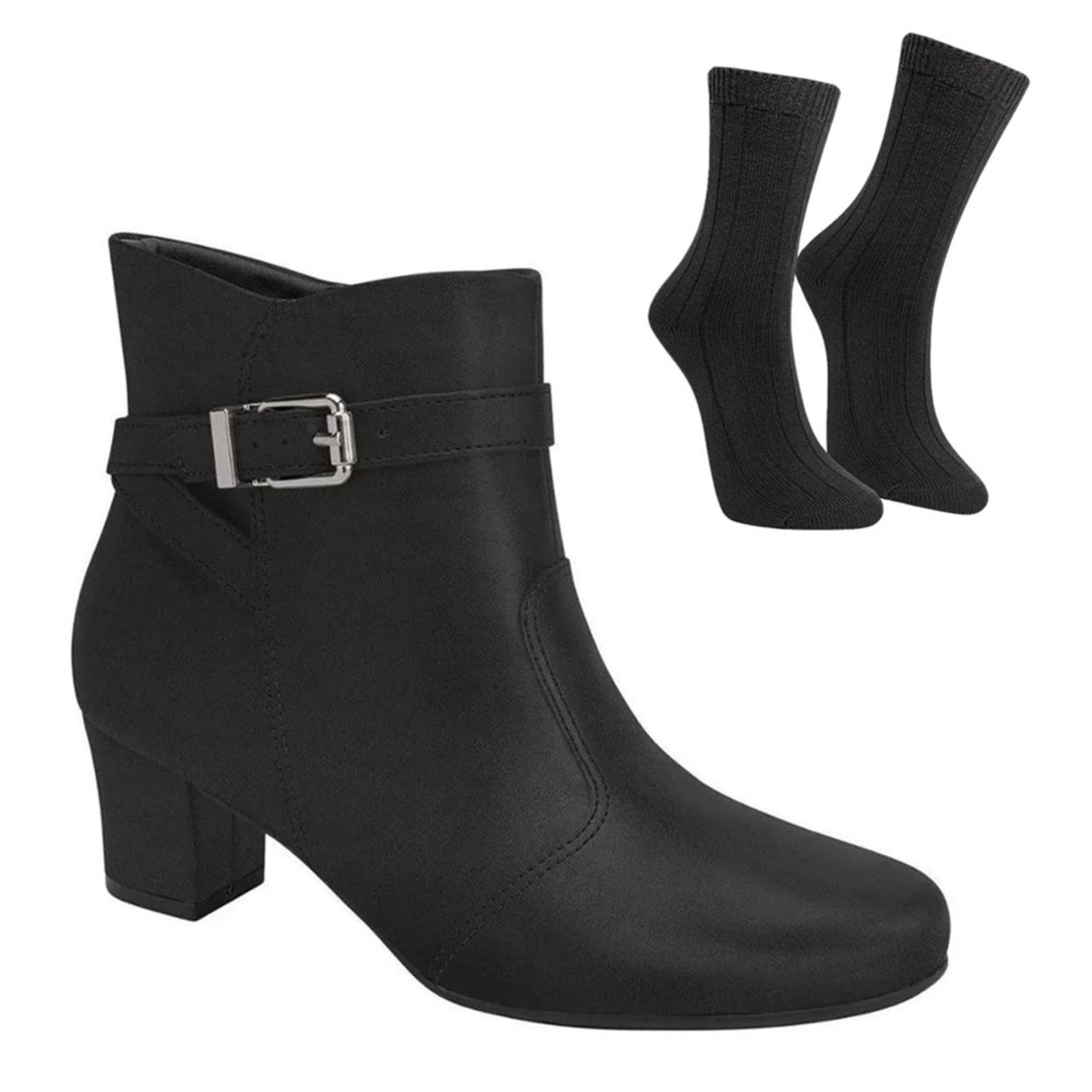 Imagem principal Kit Bota Piccadilly Laura Cano Curto Feminina + Par de Meia Piccadilly preto