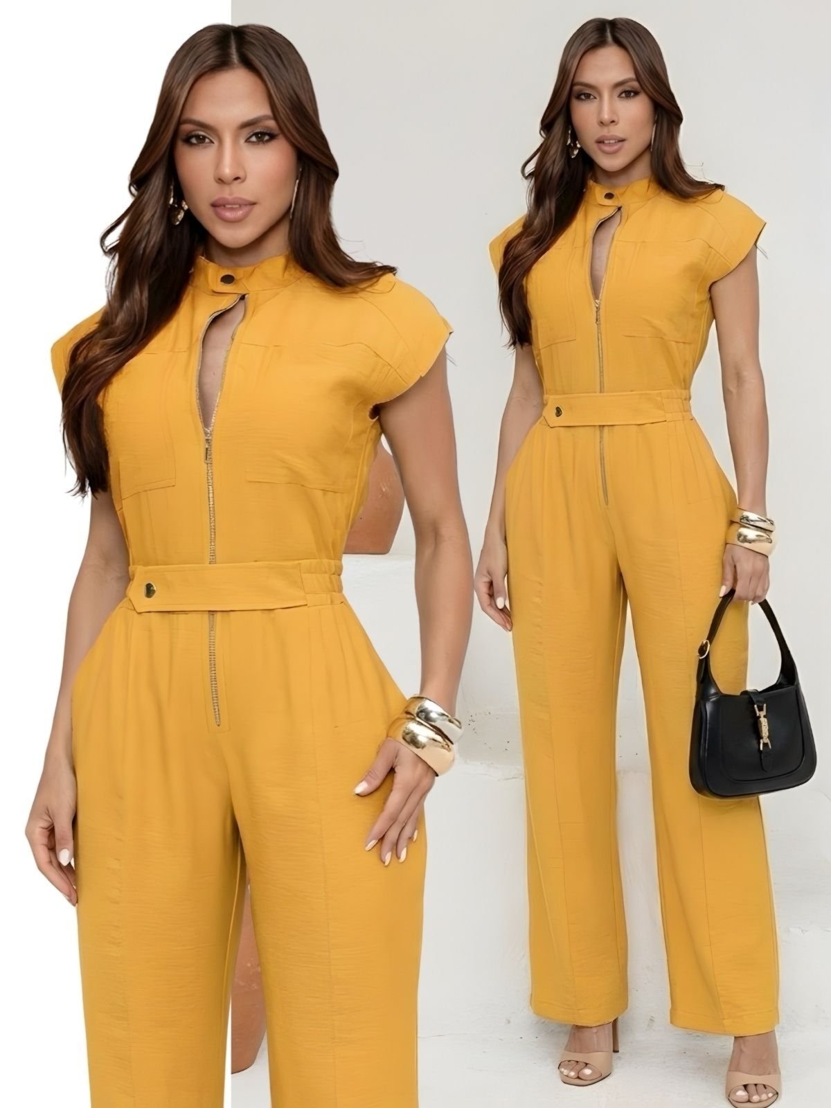 Imagem principal Macacão Divina Gata Cargo Longo Com Zíper Frontal MARCHESE DIVINA GATA amarelo