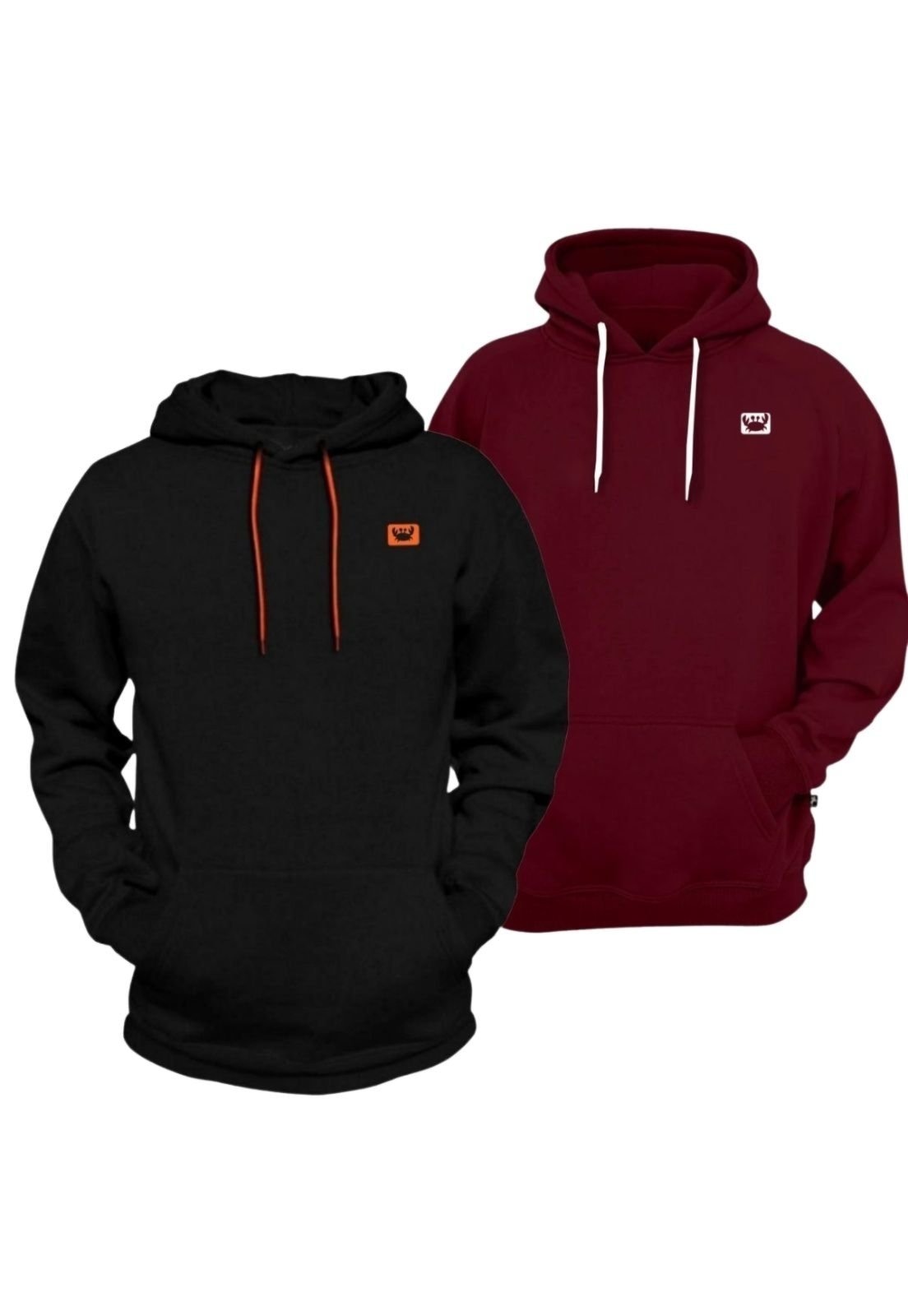 Imagem principal Kit 2 Blusas De Moletom Relaxado Casaco Com Bolso Canguru E Capuz Relaxado preto