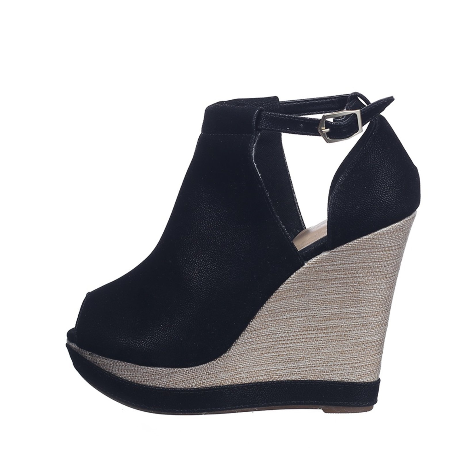 Imagem principal Sandália Feminina Salto Anabela 3013 Nobucado Flor da Pele preto