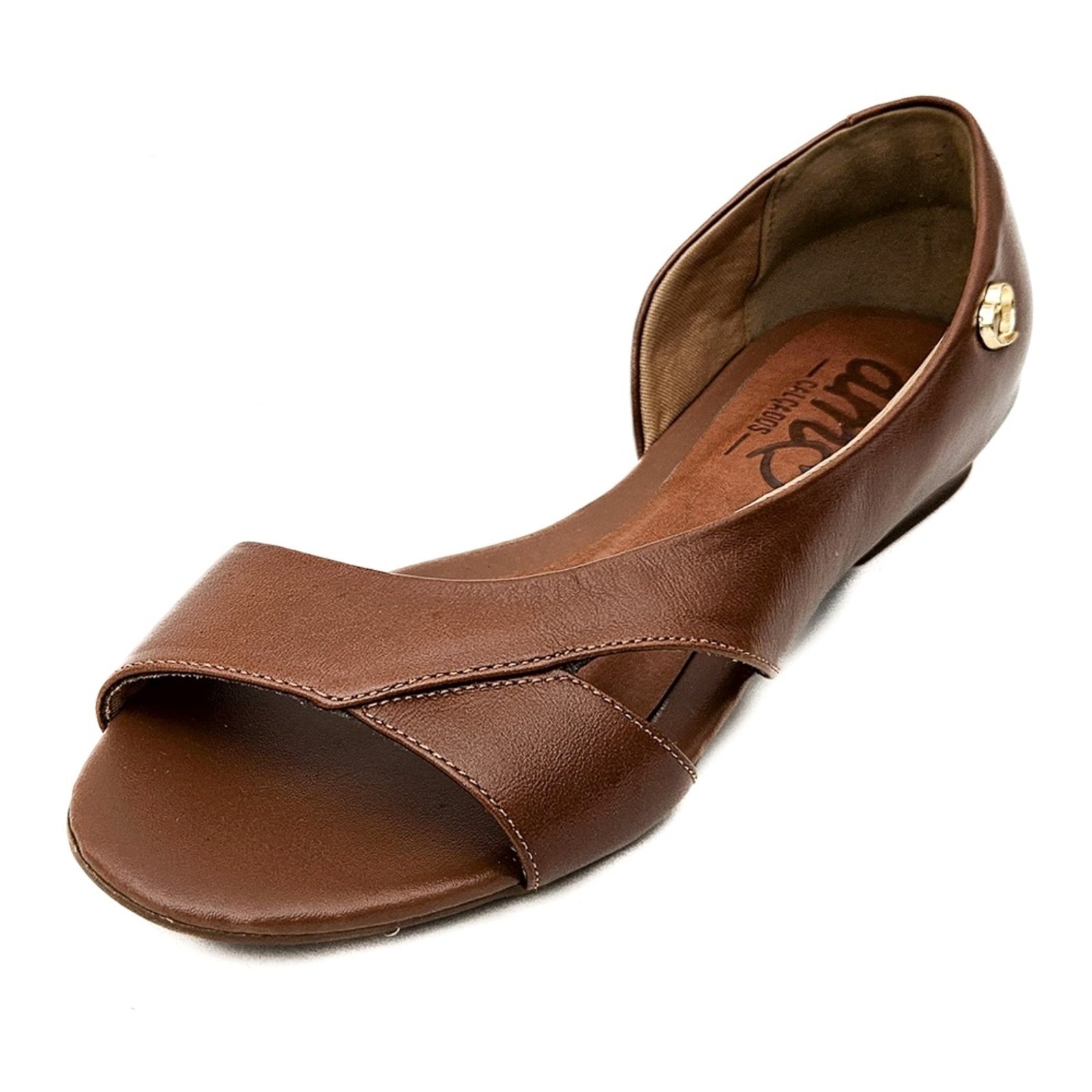 Imagem principal Sandália Rasteira em Couro Amo Calçados Moema Amêndoa Amo Calçados marrom