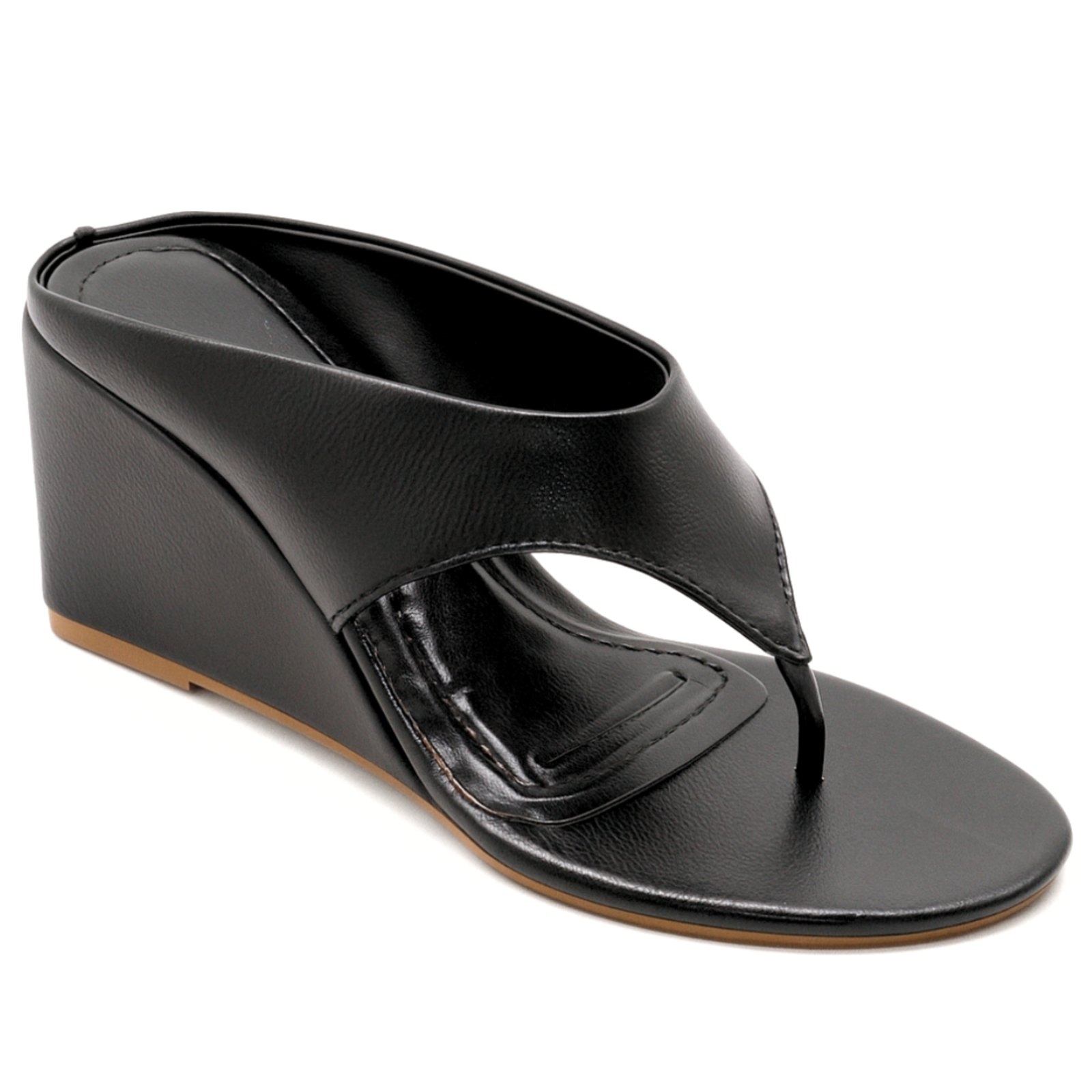 Imagem principal Sandália Feminina de Dedo Anabela Asa Delta Salto Médio Moderno 350 Sete Sales preto