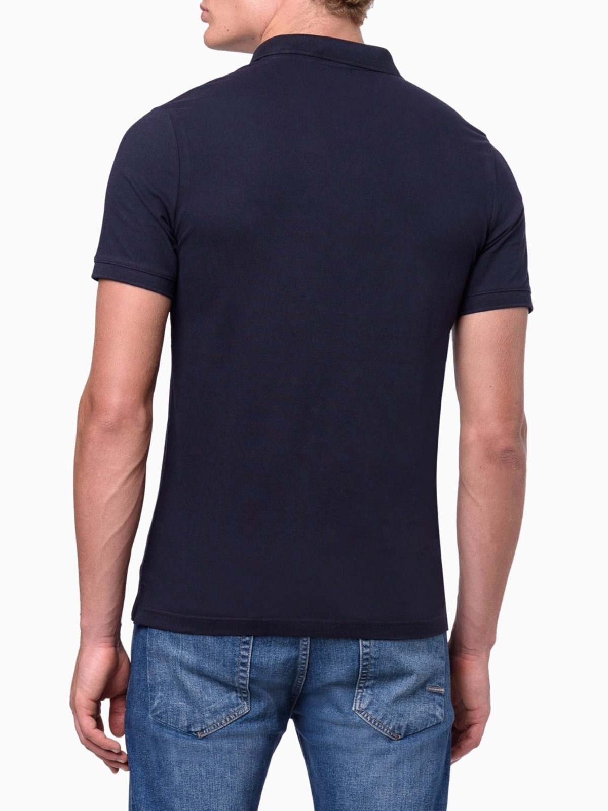 Imagem principal Polo Masculina Slim Piquet Calvin Klein - Marinho CKS Premium Label azul marinho