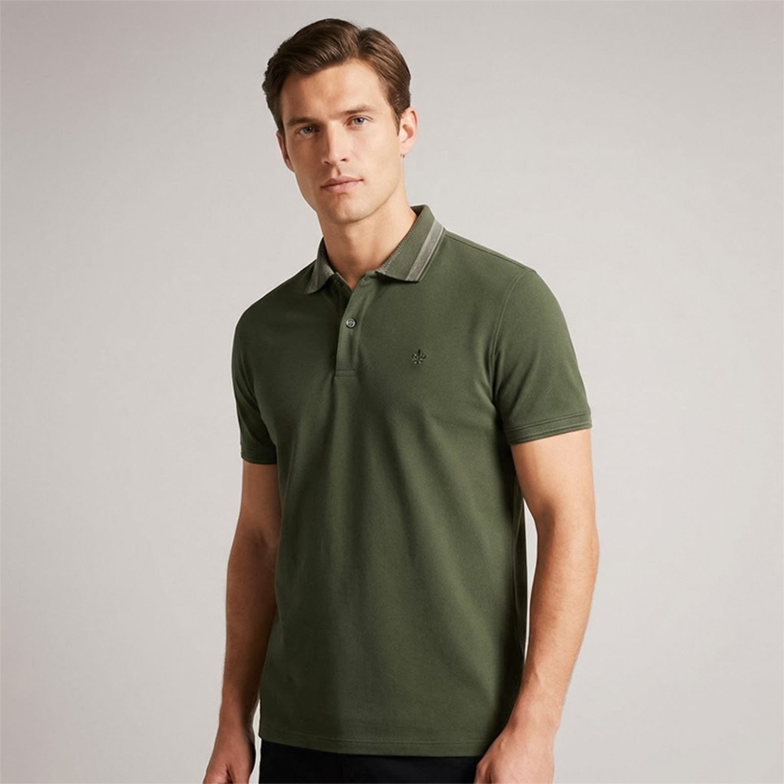 Imagem principal Camisa Polo Dudalina Gola Jacquard Rlv Ou26 Masculino Dudalina verde