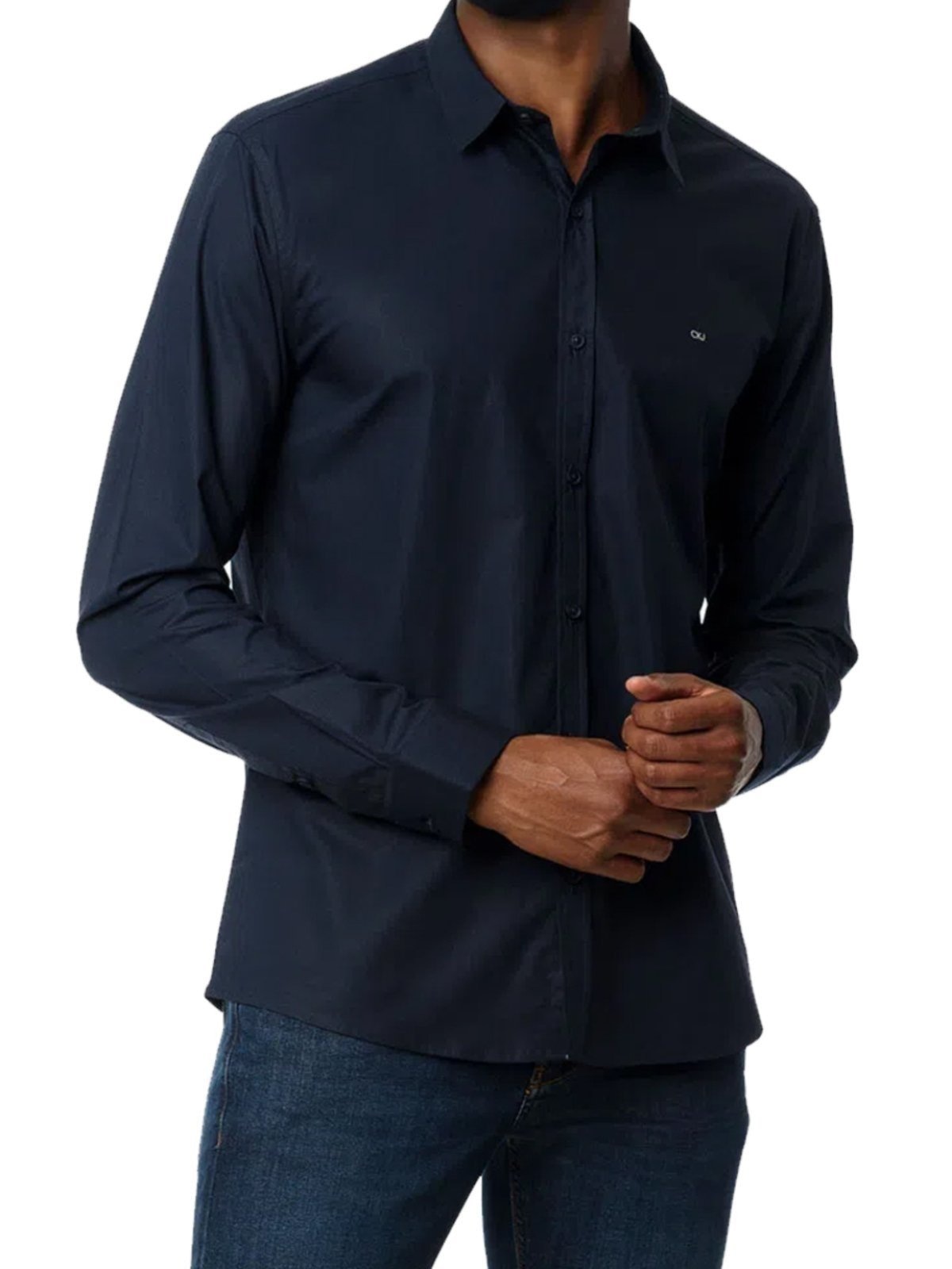 Imagem principal Camisa Calvin Klein Masculina Slim Fit CKJ Logo Calvin Klein azul marinho