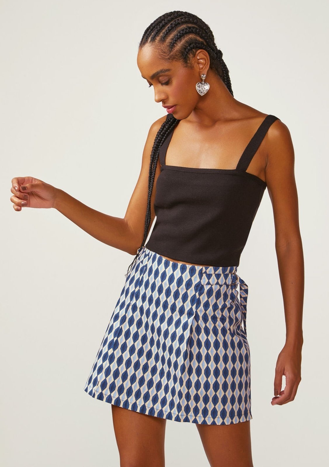 Imagem principal Saia Zinco Lápis Alta Curta Zinco azul