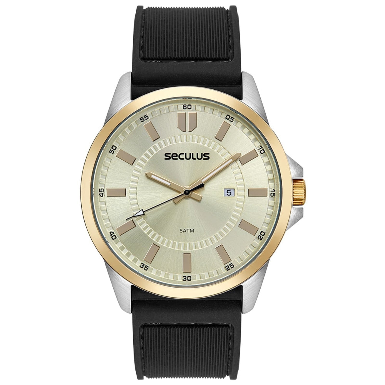 Imagem principal Relógio Seculus Masculino Calendário Silicone Bicolor Seculus preto