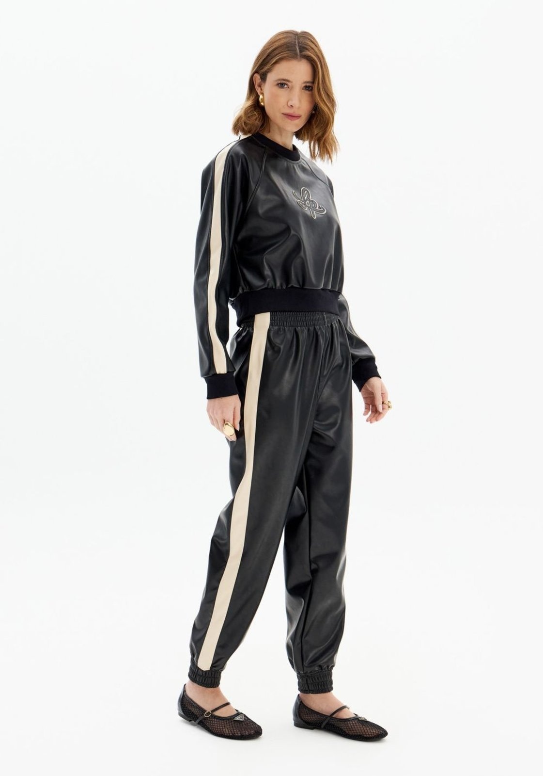 Imagem principal Calça Jogging Bicolor Pu Com Elástico Lança Perfume preto