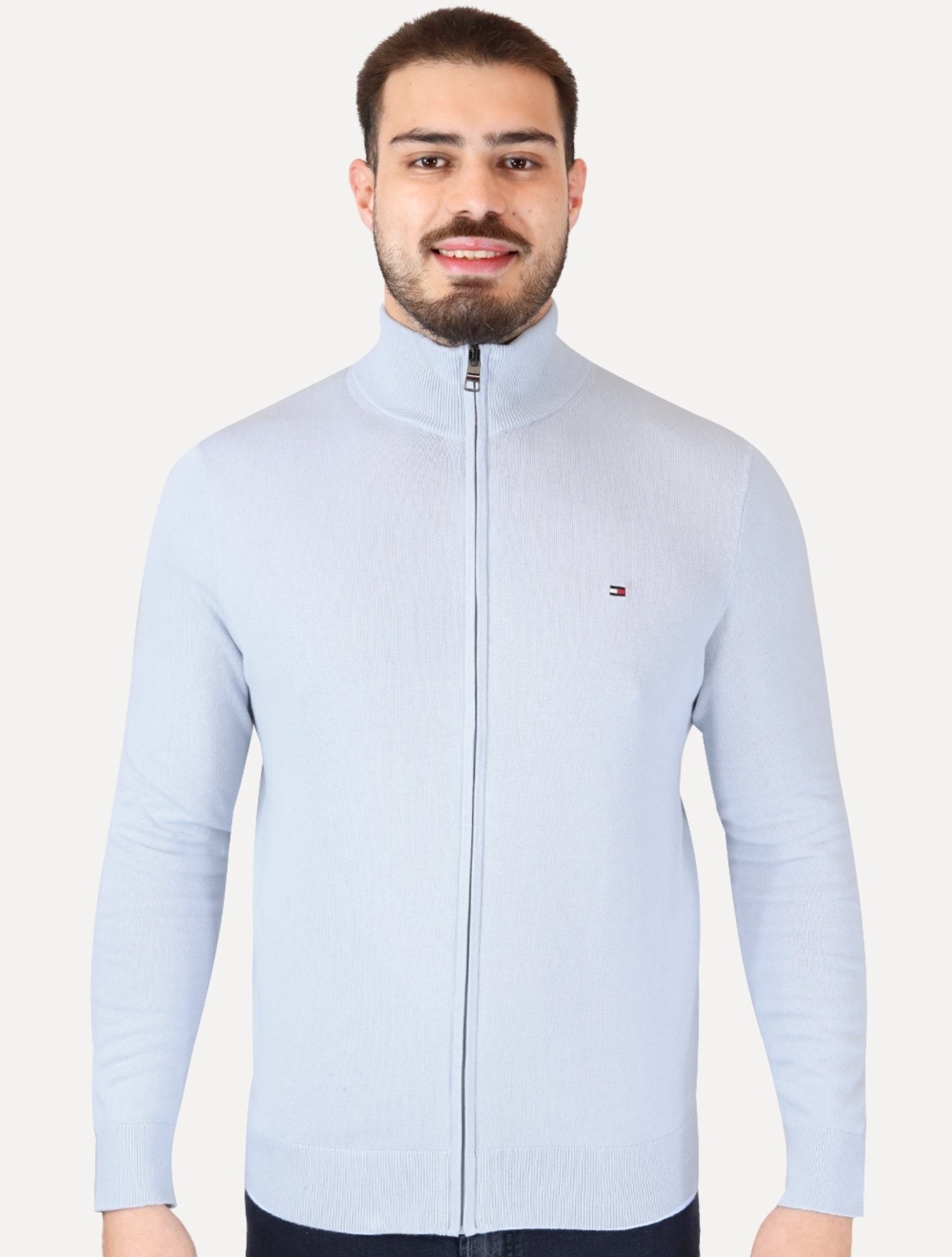 Imagem principal Suéter Tommy Hilfiger Masculino Essential Cotton Zip Through Claro Tommy Hilfiger azul