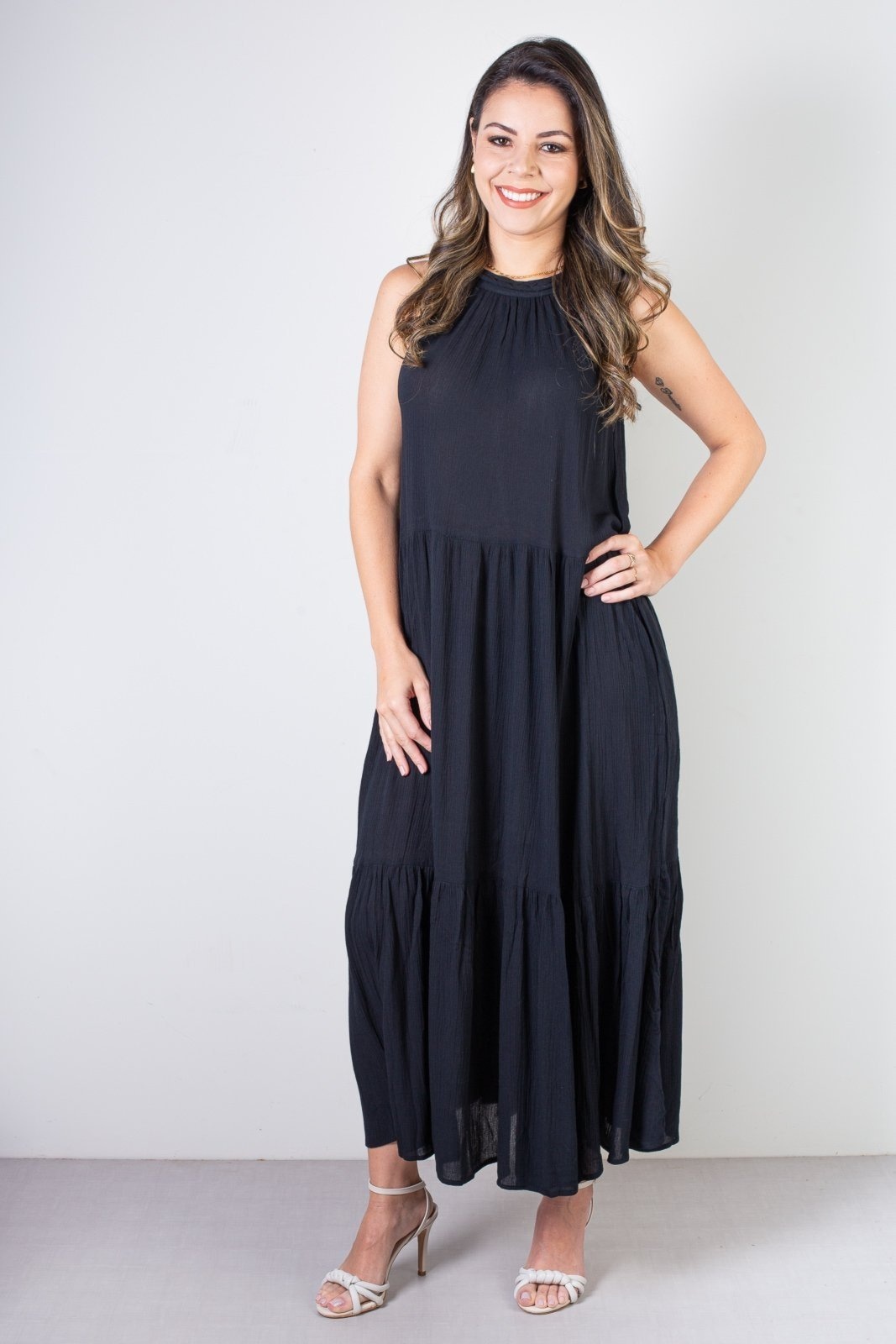 Imagem principal Vestido feminino midi decote halter 70968 Enluaze preto