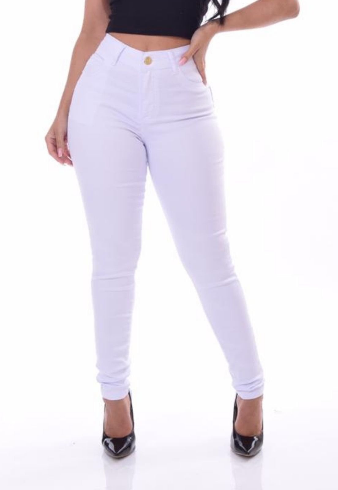 Imagem principal Calça Feminina Branca Pérola Com Bolso Celular Alleppo Jeans branco