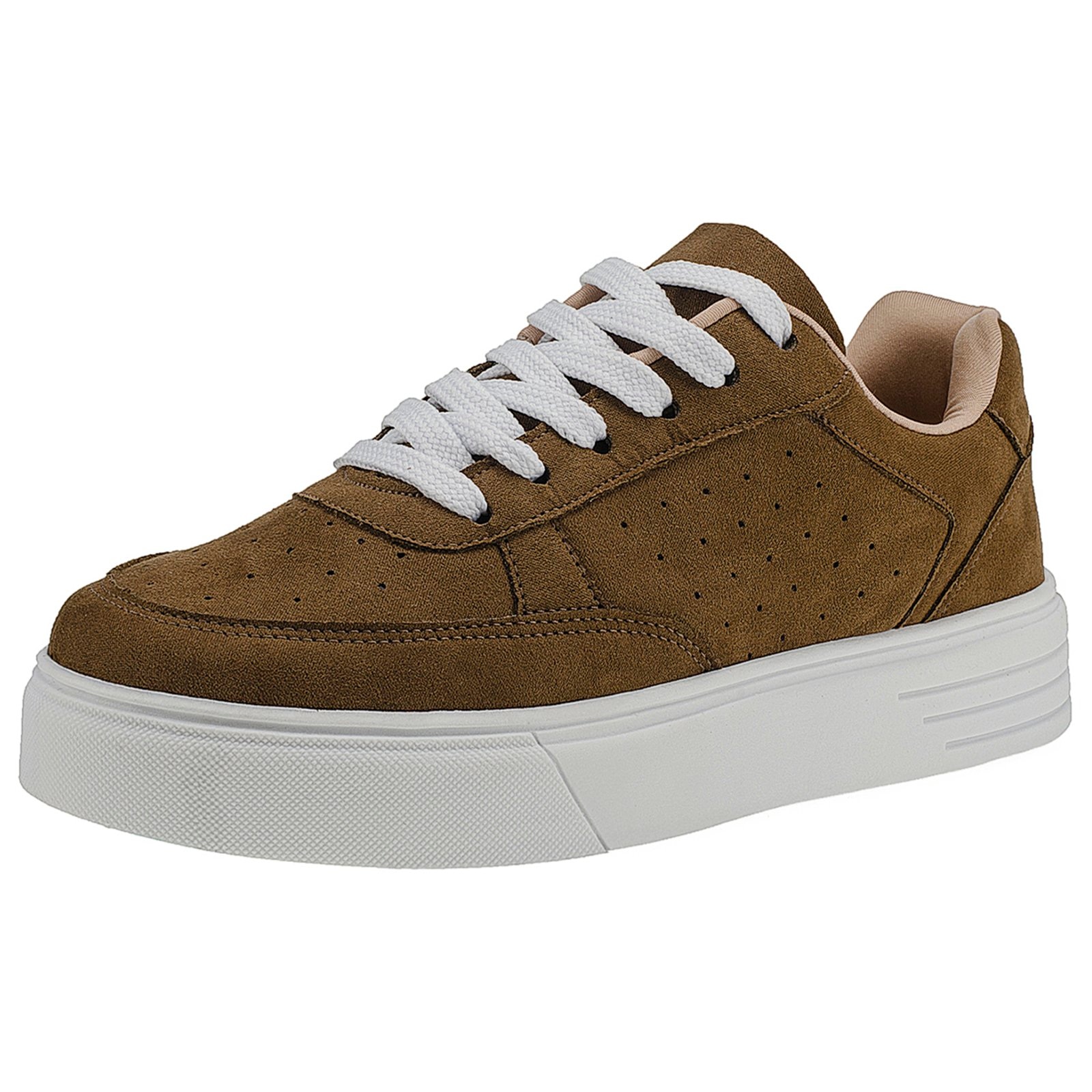 Imagem principal Tênis Lóris Shoes Feminino Casual em Camurça Confortável Solado Reto Air Cadarço 007-021 Havana LÓRIS SHOES bege