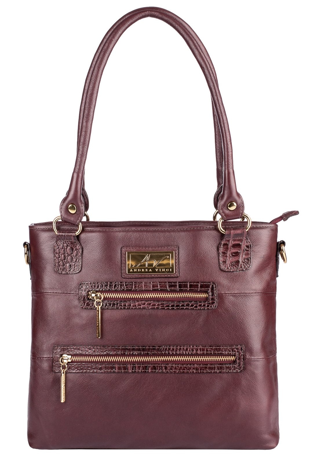 Imagem principal Bolsa de ombro em couro liso Alícia - Marsala Andrea Vinci vermelho