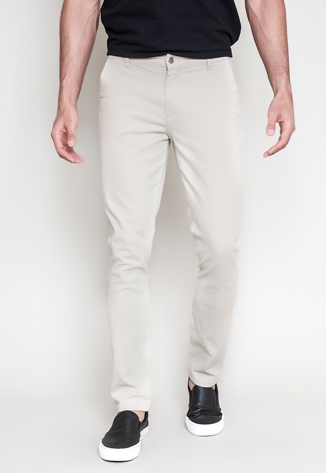 Imagem principal Calça Sport Fino Sarja Lemier Collection com Bolso-Faca Color Areia Lemier Jeans bege