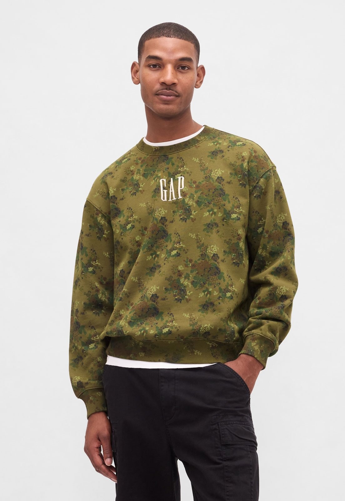 Imagem principal Blusa de Moletom Masculina GAP Floral Print Oliva GAP verde